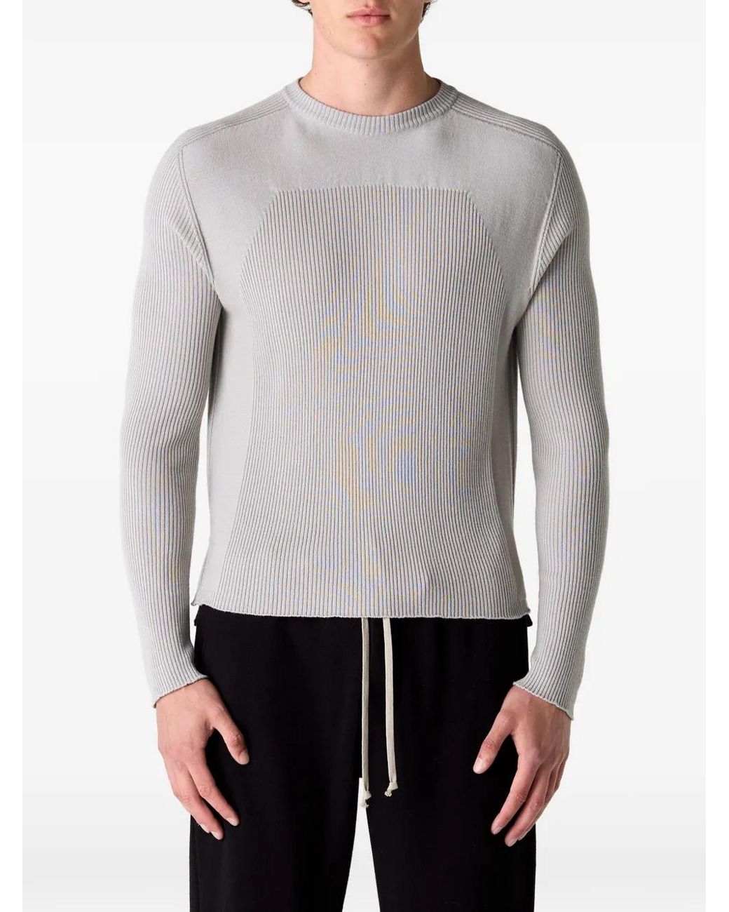 Rick Owens Gray Ribbed Geo Sweatshirt for men
