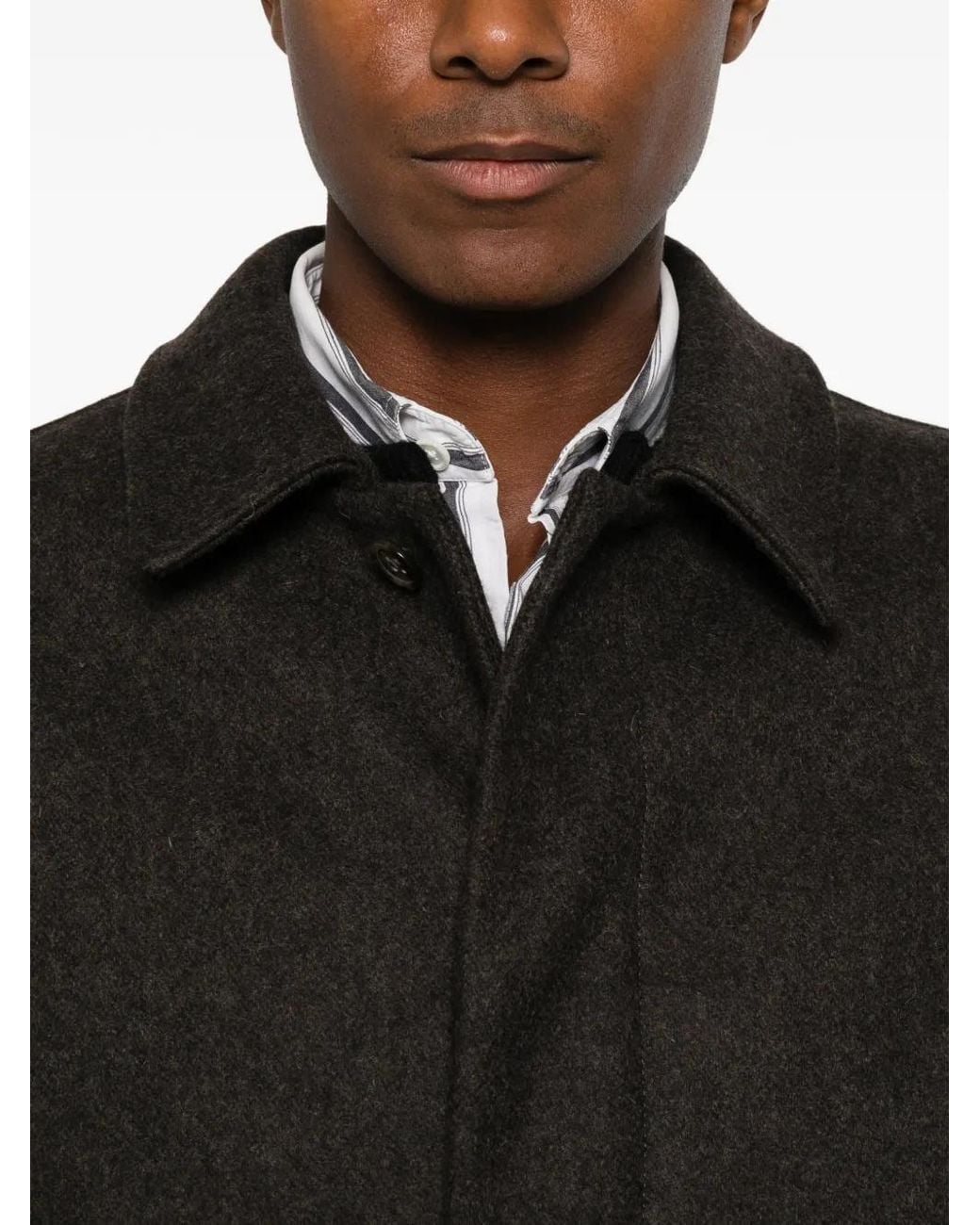 A.P.C. Black Raglan-Sleeve Button-Up Coat for men