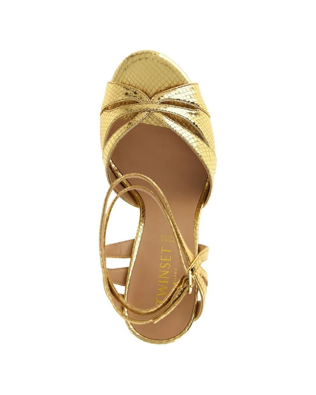 Twinset Metallic Snake-Print Sandals