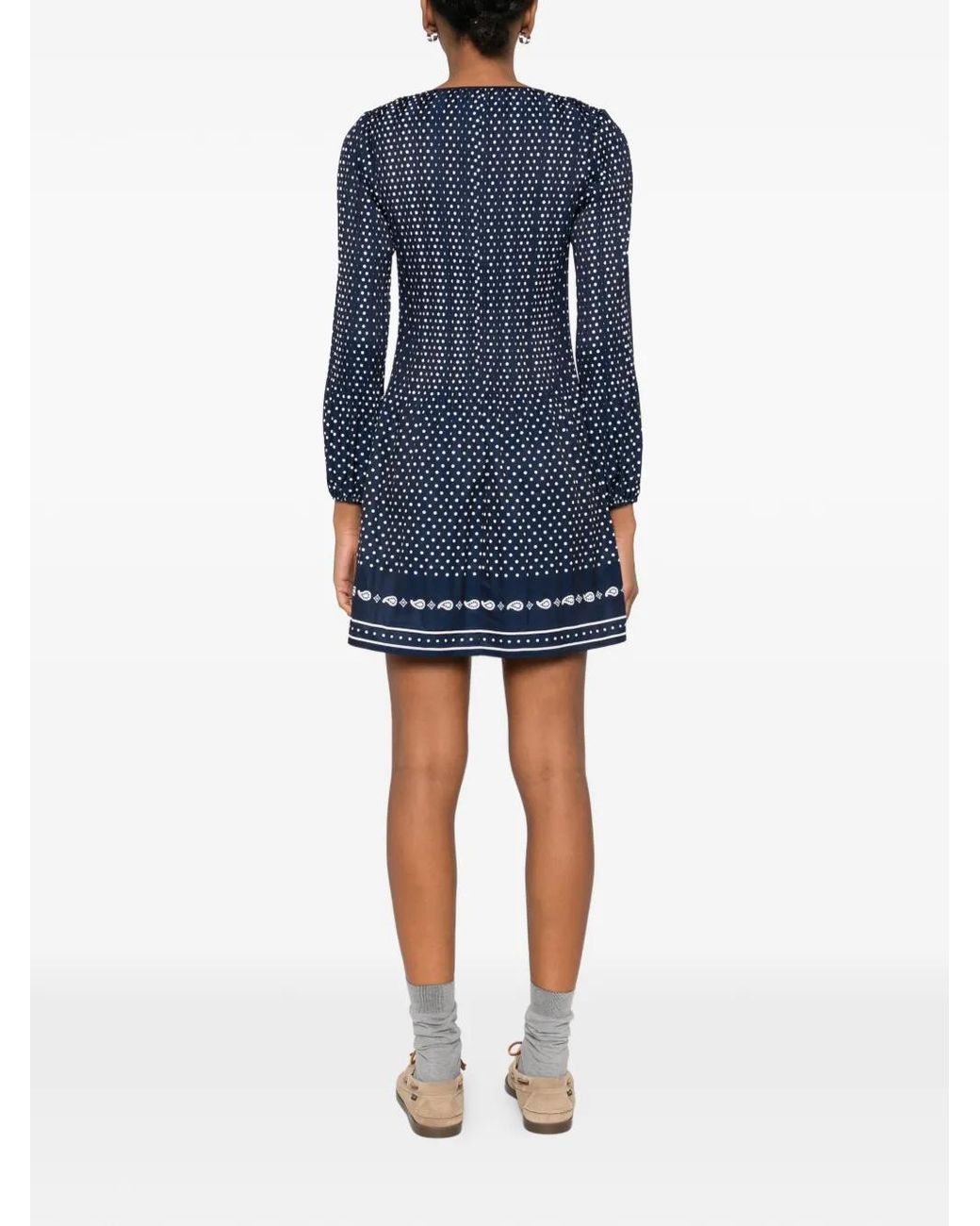 Maje Blue Bandana Print Pleated Dress