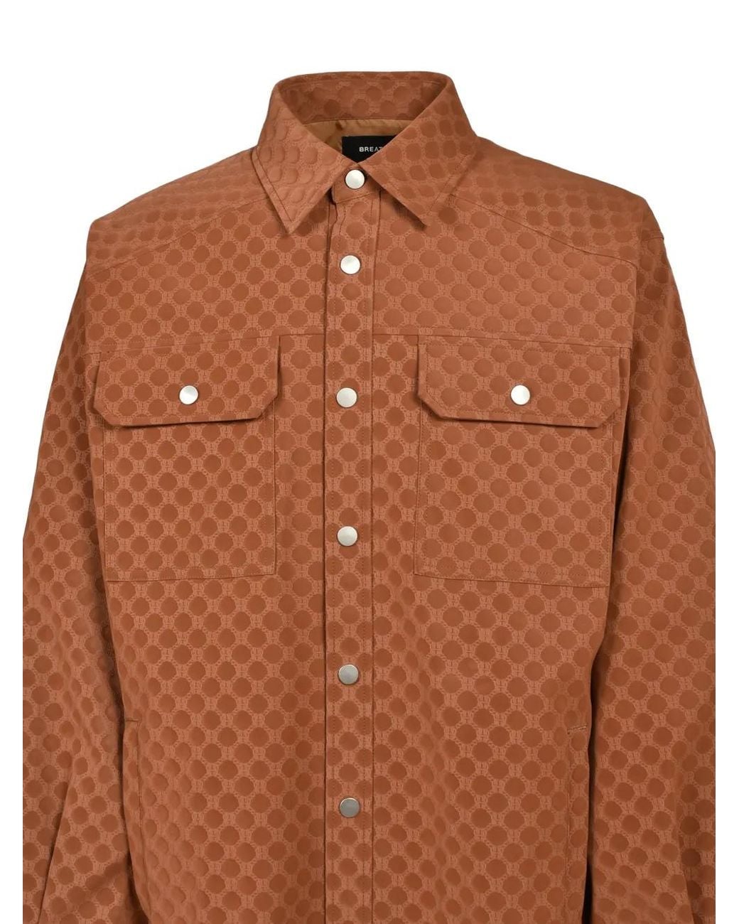BREATH Brown Embossed Faux-Suede Shirt for men