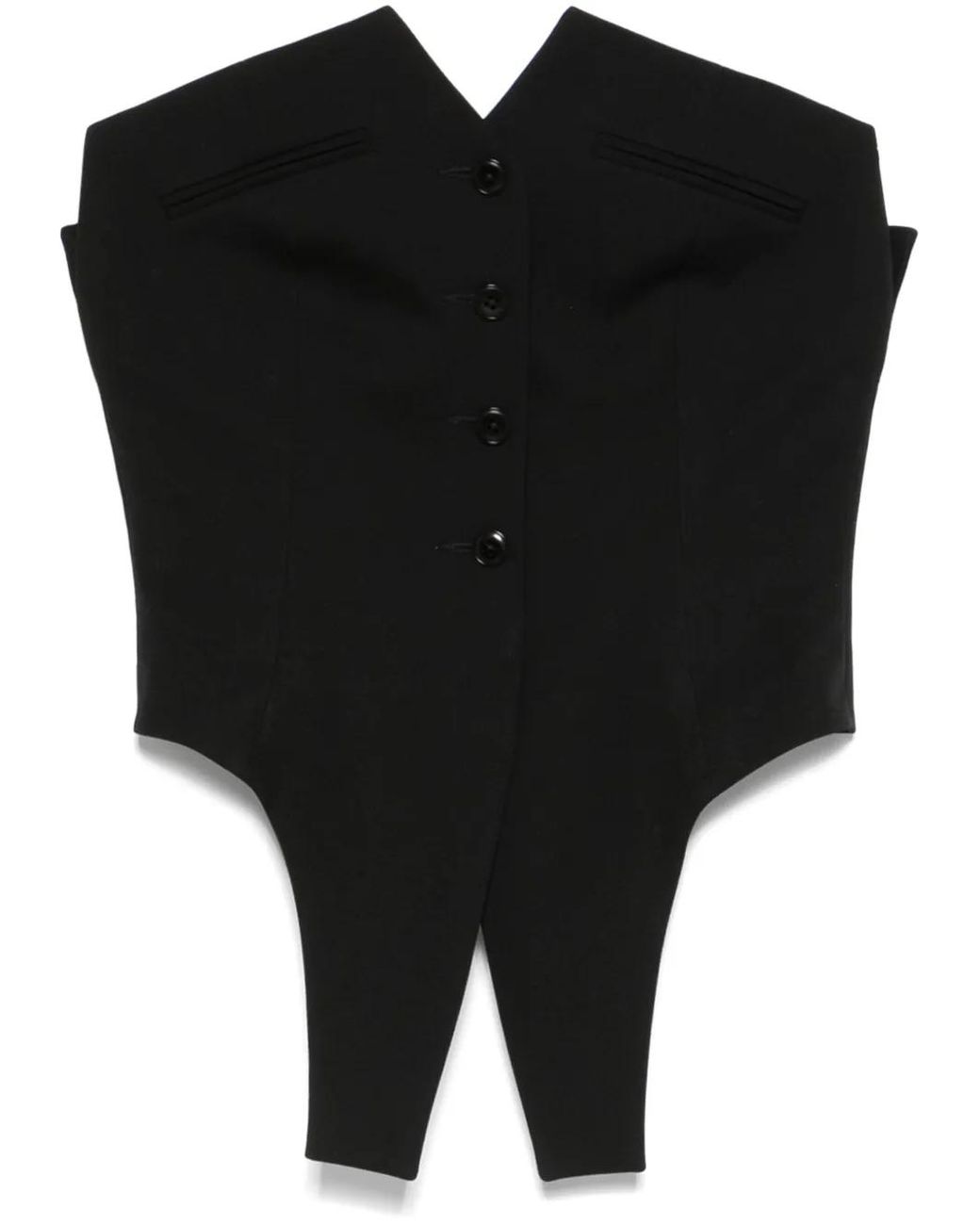 Alexander Wang Black Deconstructed Wool Vest Top