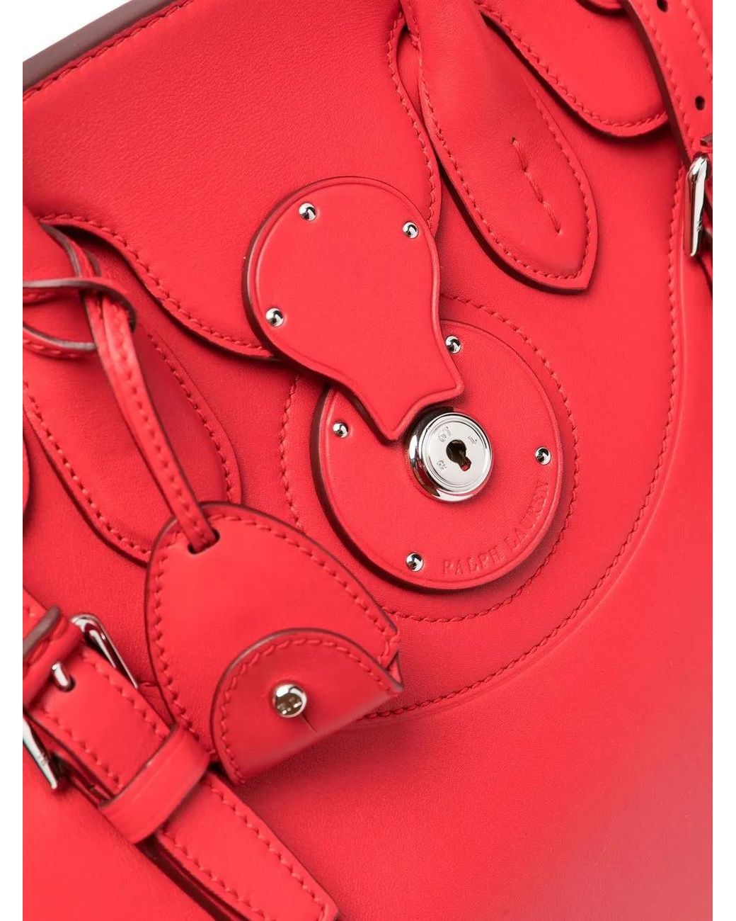 Ralph Lauren Red Buckle-Fastening Panelled Tote Bag