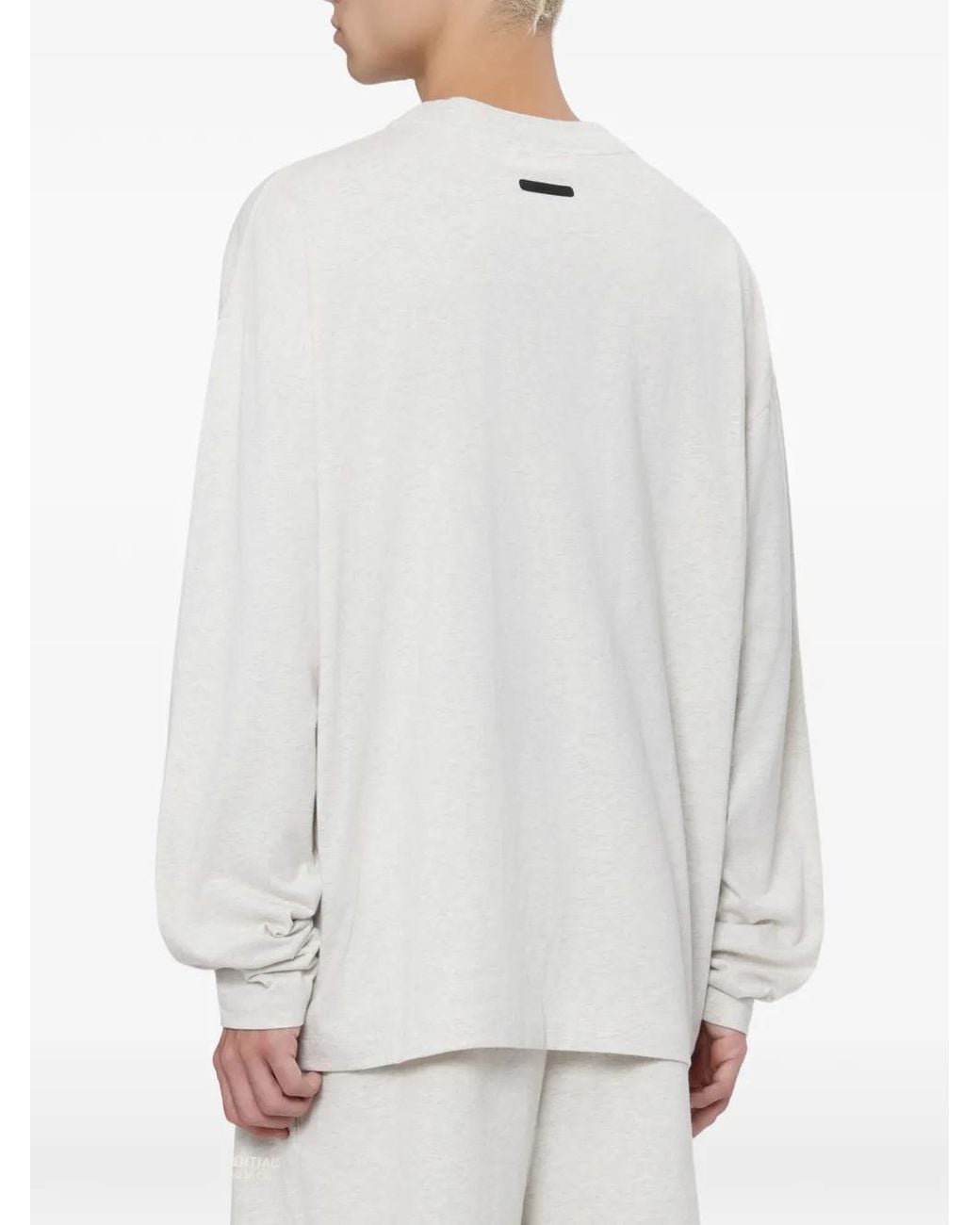 Essentials White Logo-Print Long-Sleeve T-Shirt for men