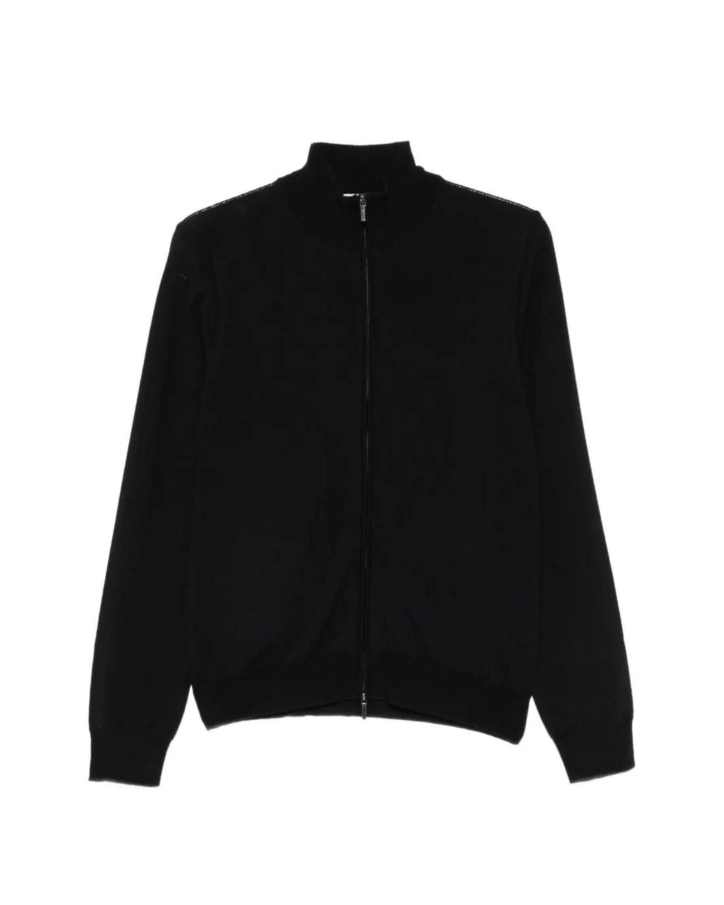 Heritage Black Zip-Up High-Neck Cardigan for men