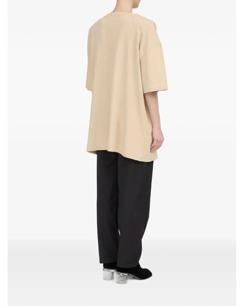 MM6 by Maison Margiela Natural Horse-Portrait Short-Sleeve T-Shirt