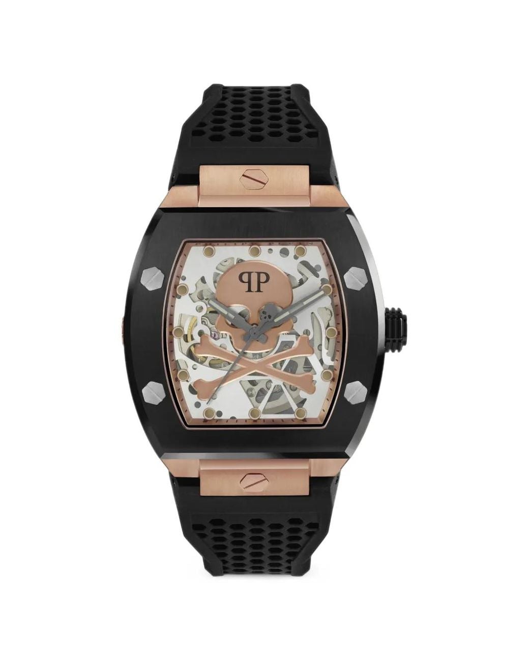 Philipp Plein Black The Skeleton 44Mm Watch for men