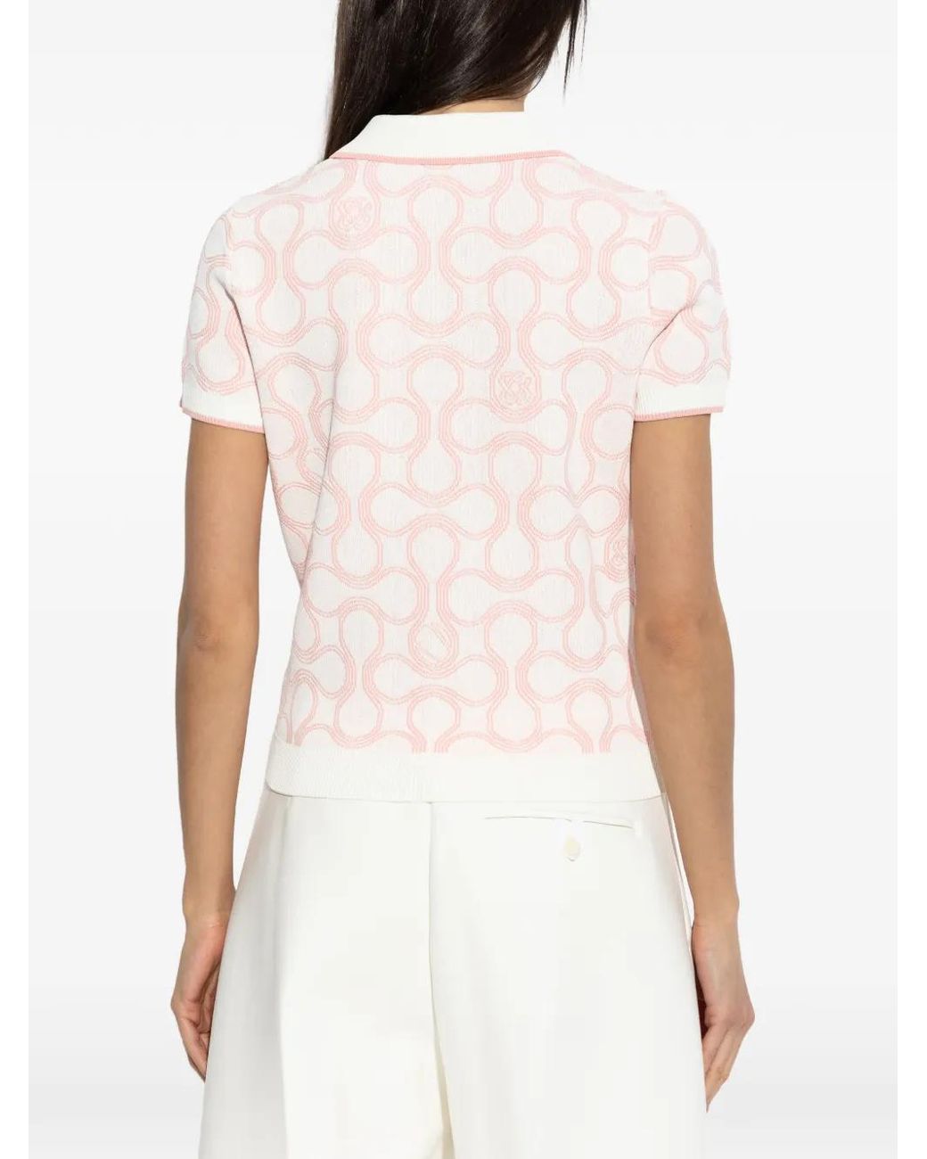 Casablanca White Patterned Polo Top
