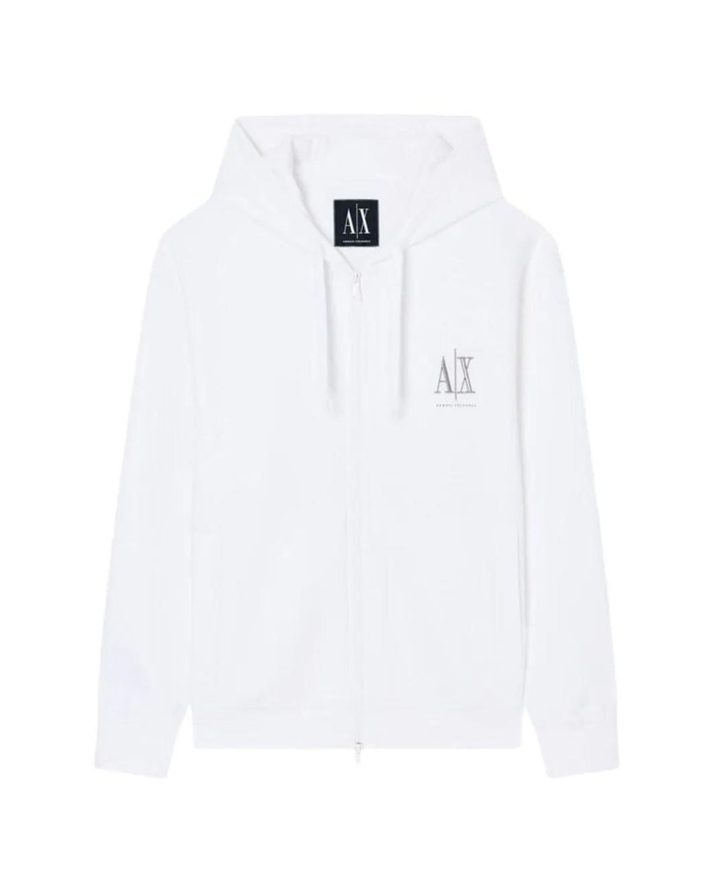 ARMANI EXCHANGE White Logo-Print Zip-Up Hoodie for men