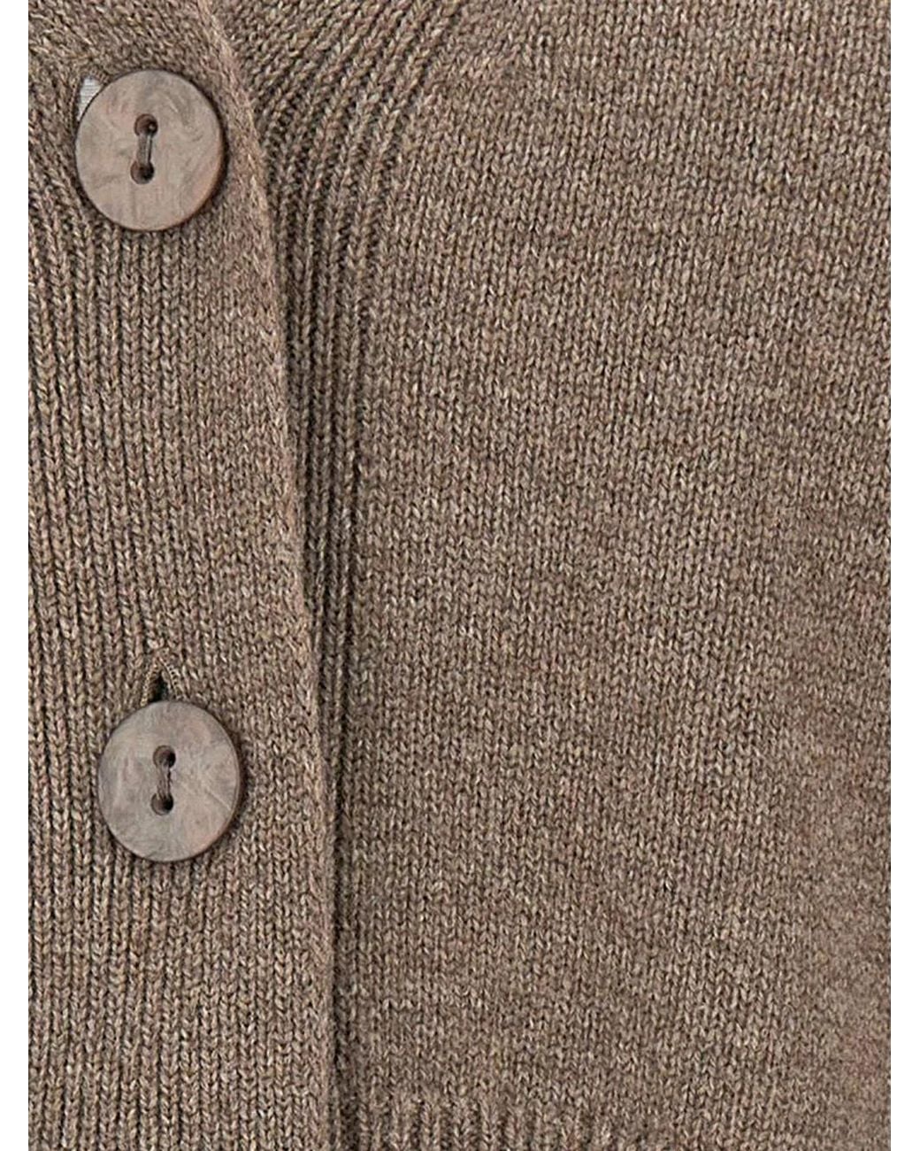 Kangra Brown V-Neck Cropped Cardigan