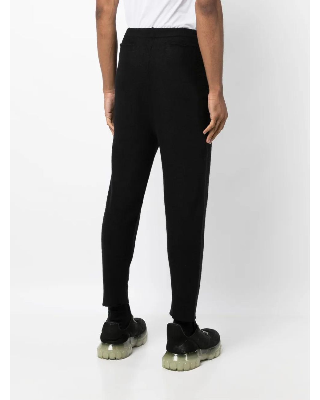 Rick Owens Black Drawstring-Waist Cashmere Trousers for men