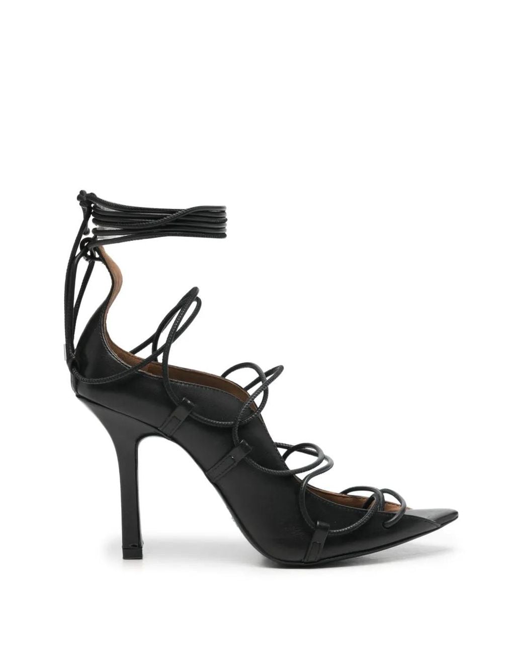 Patrizia Pepe Black Lace-Up Leather Sandals