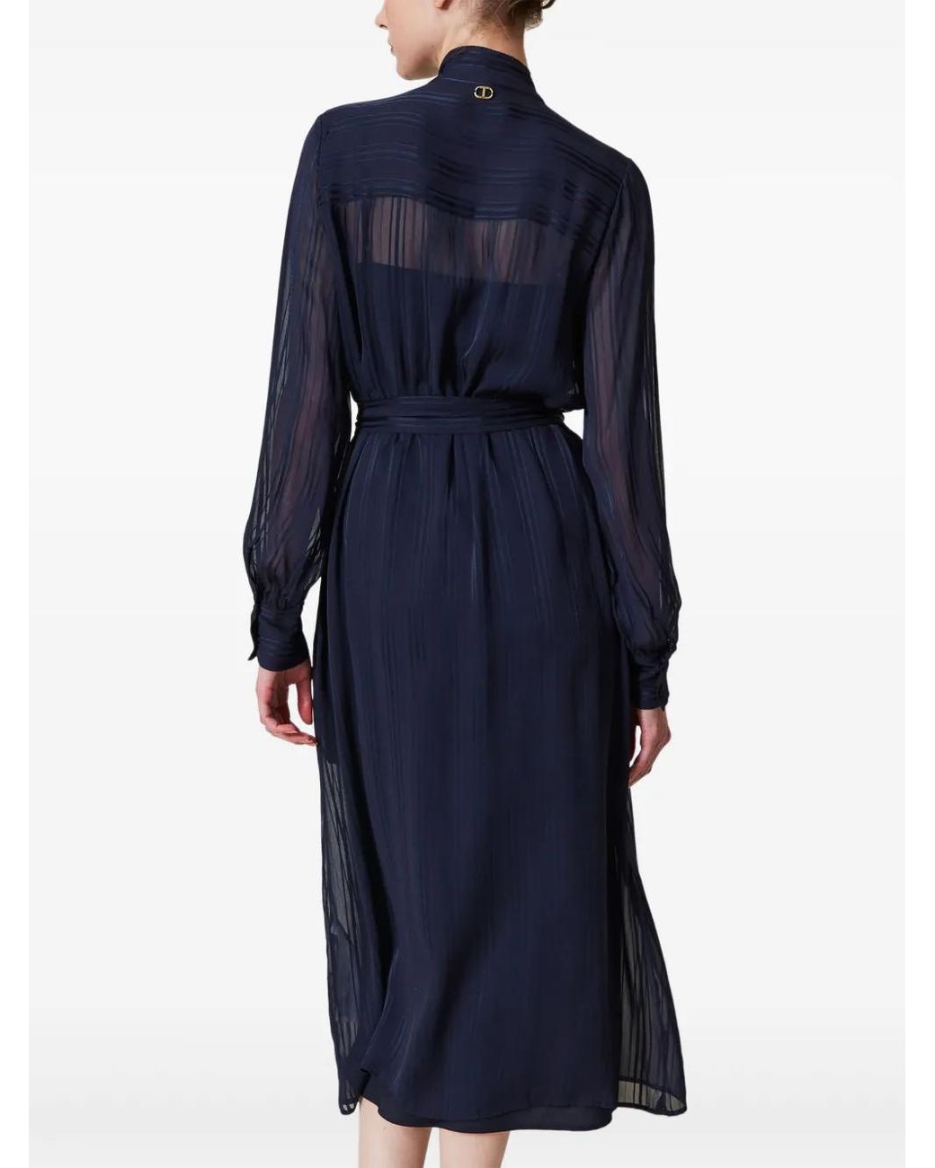 Twinset Blue Georgette Shirt Dress