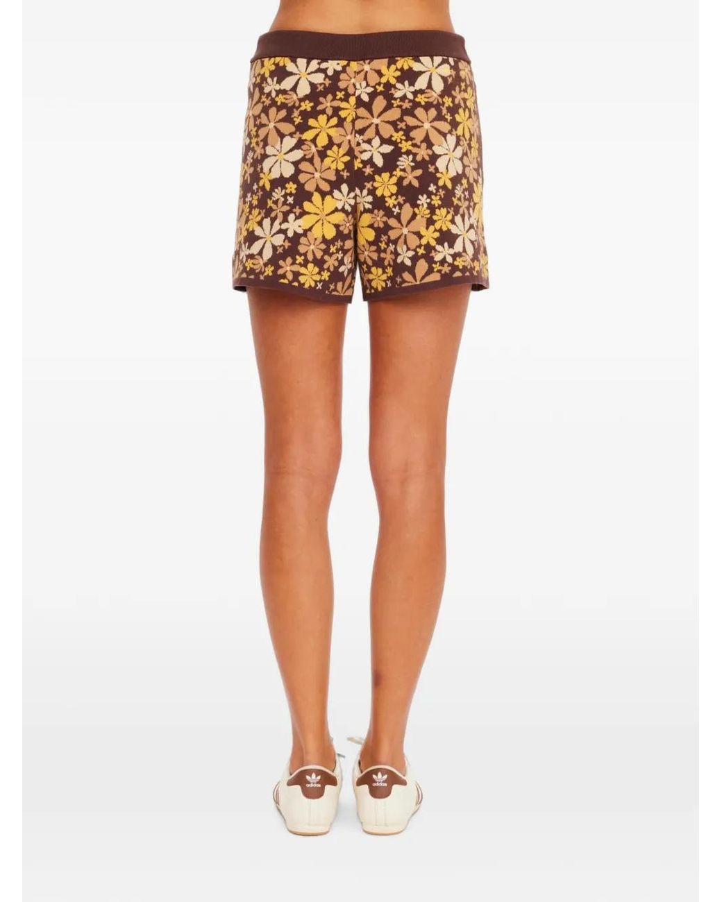 The Upside Orange Copacabana Floral-Print Knit Mini Shorts