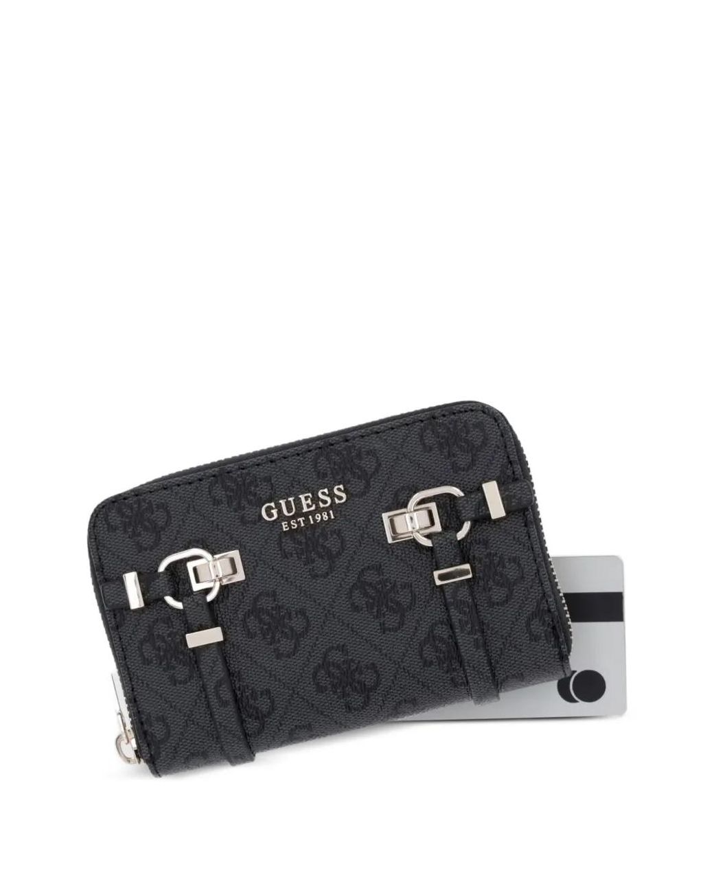 Guess Black Portefeuille Leona 4G À Boucle
