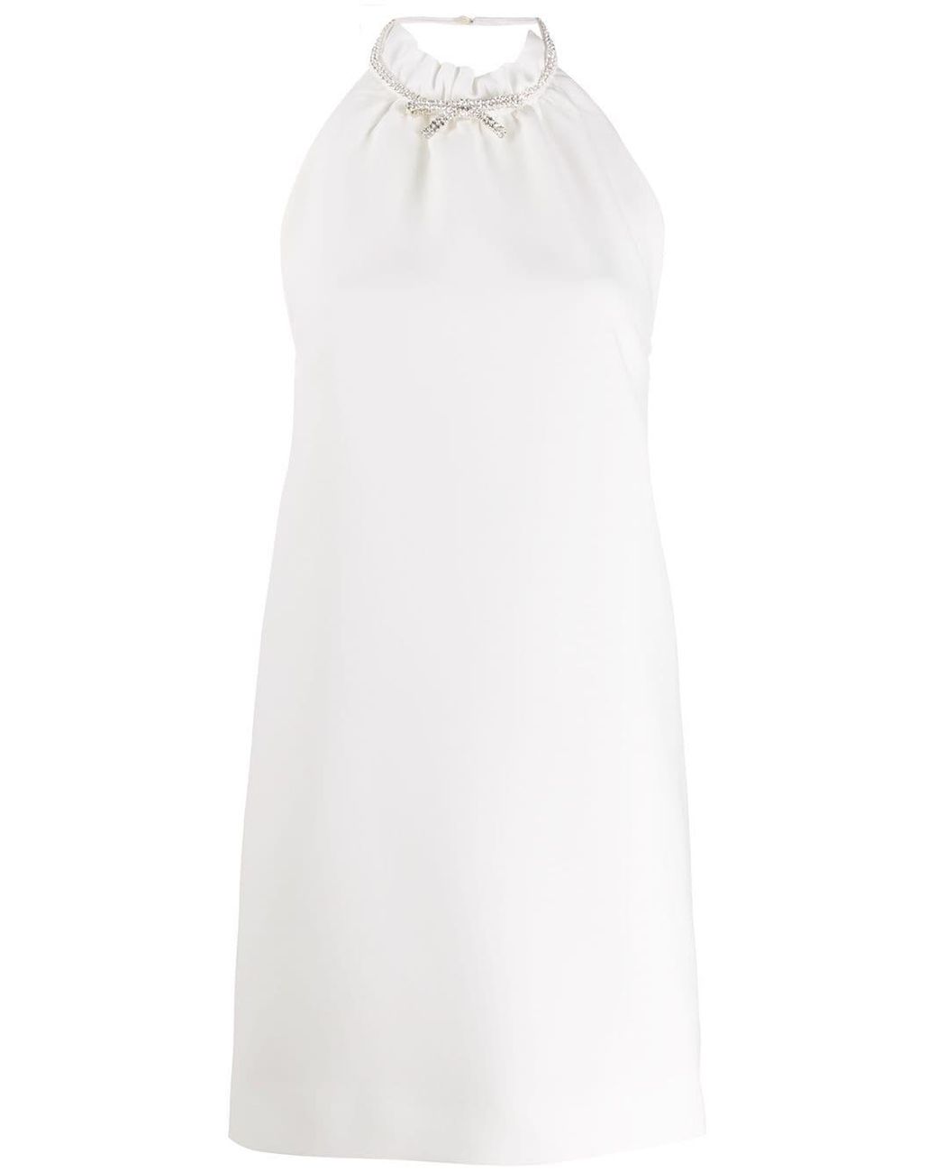 Miu Miu Halterneck Crystal Bow Dress in White | Lyst