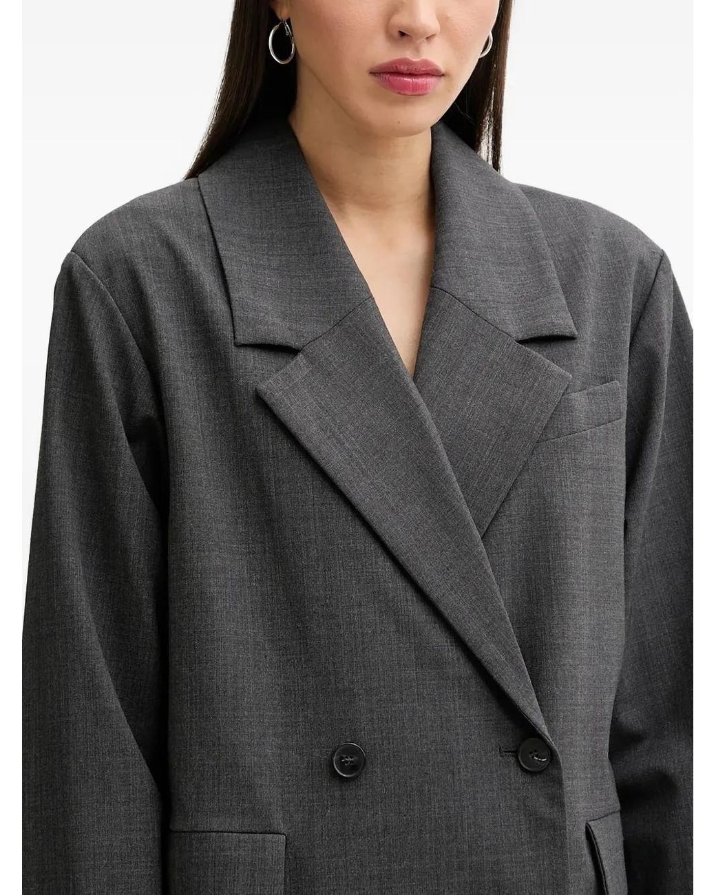 IRO Black Double-Breasted Notch-Lapel Coat