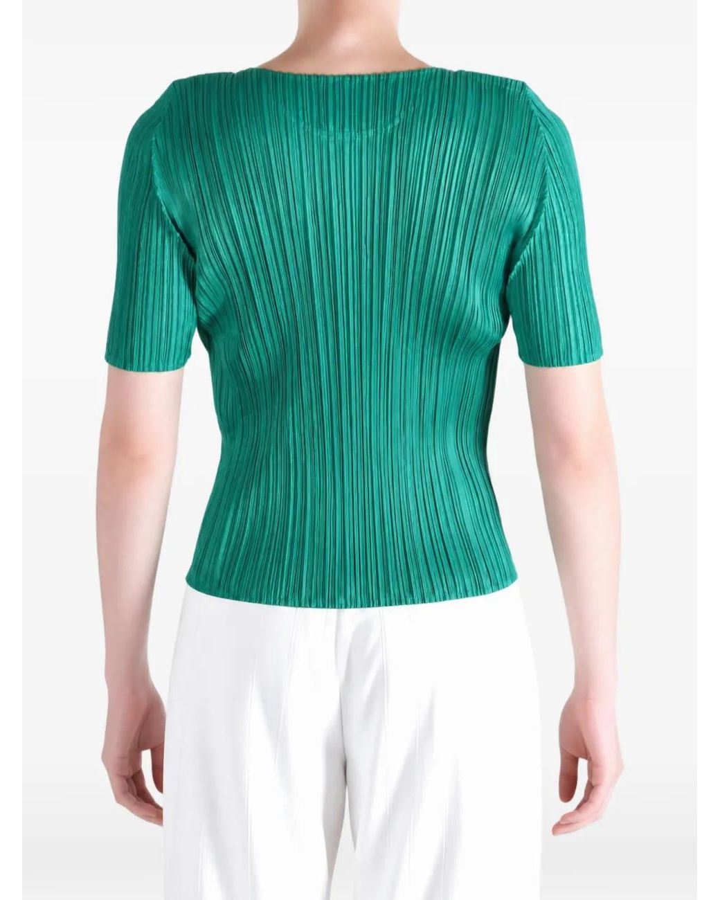 Issey Miyake Green Monthly Colors July Pleated Top