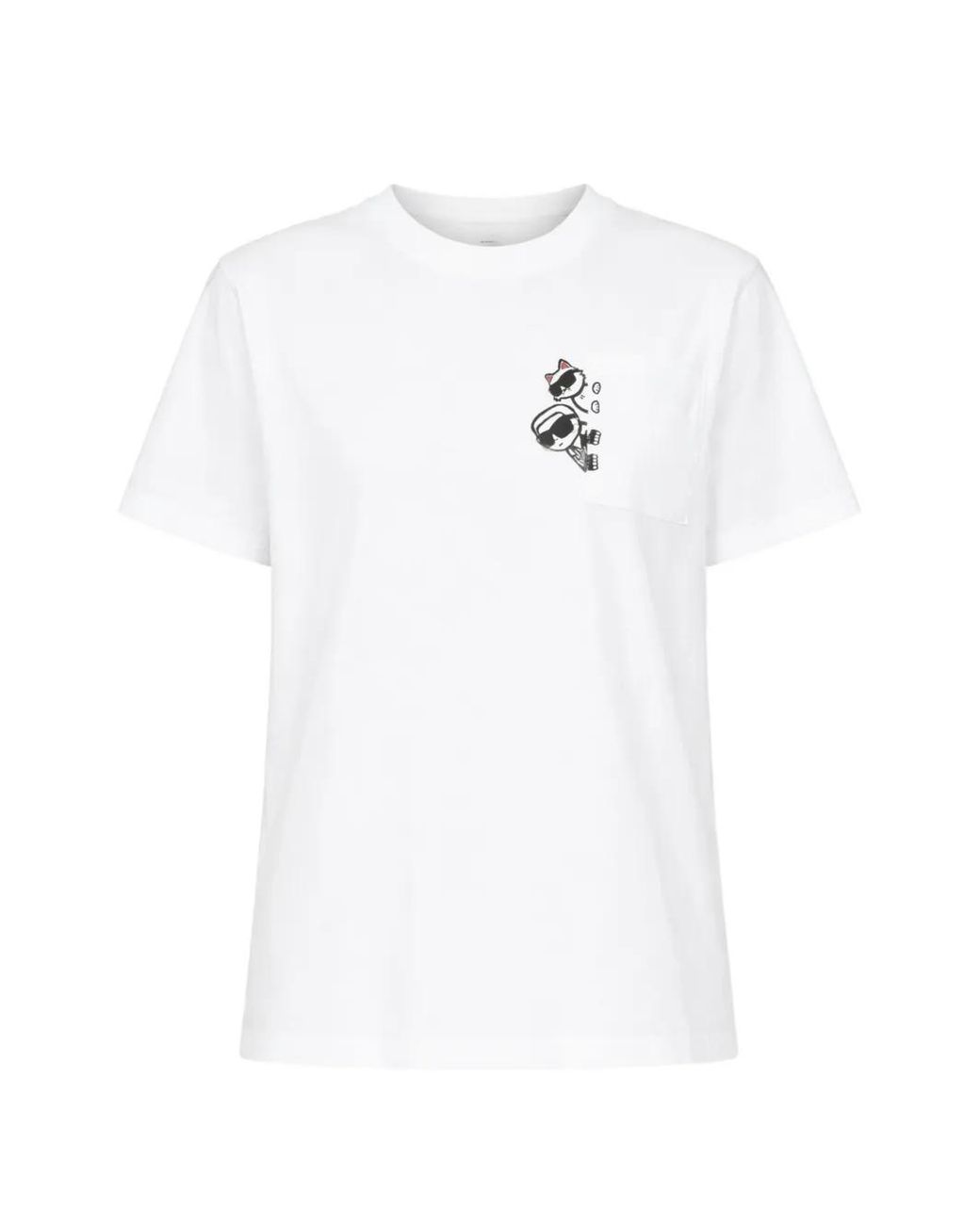 Karl Lagerfeld White T-Shirt À Poche Poitrine