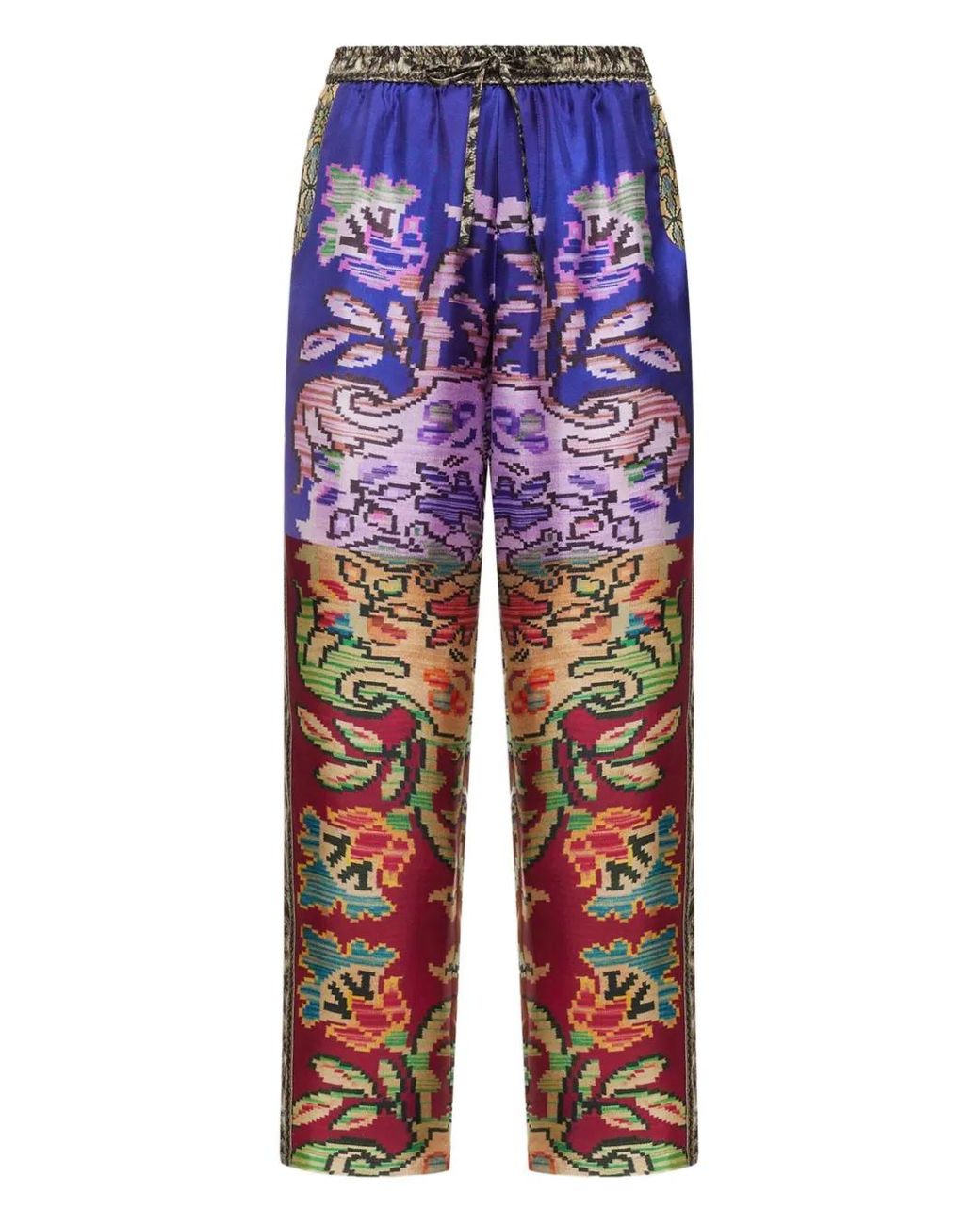 Pierre Louis Mascia Blue All-Over Print Trousers