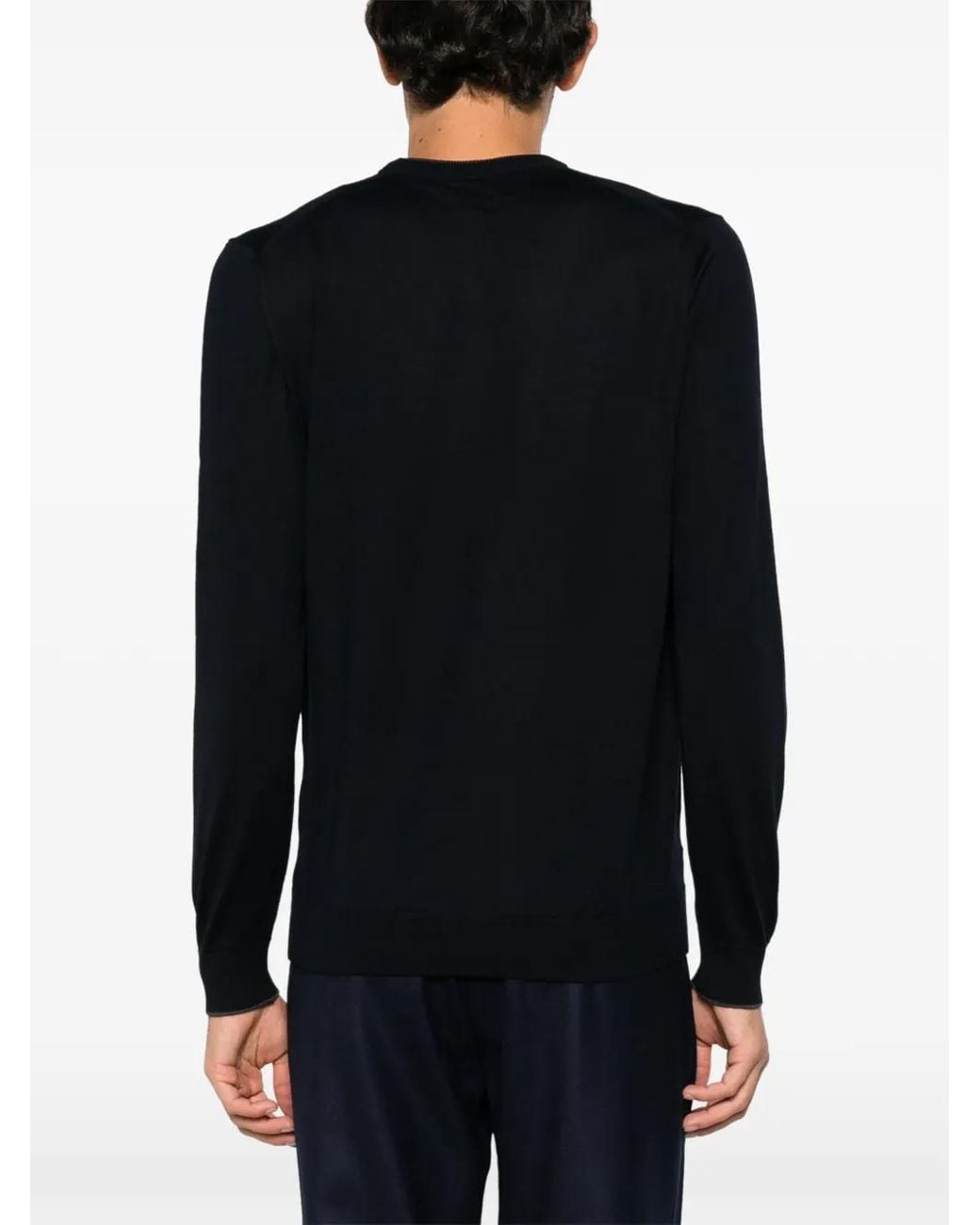 Alberto Gozzi Black Embroidered Wool Sweater for men