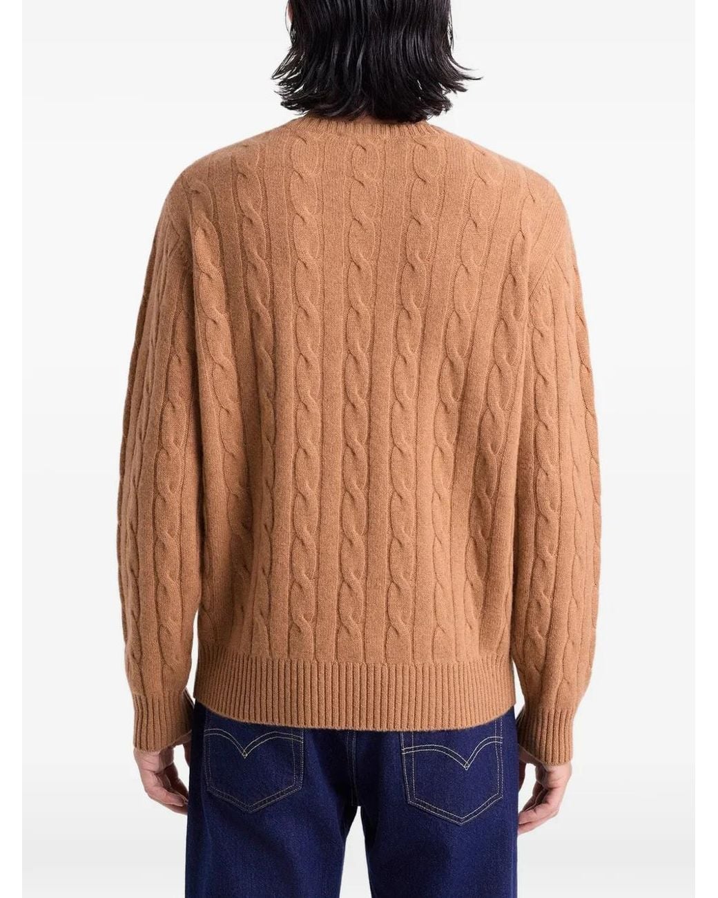 Sporty & Rich Natural Cable-Knit Logo Sweater