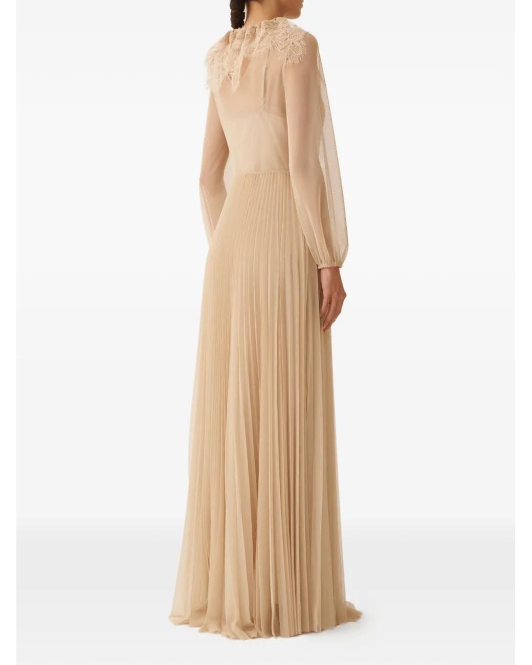 Fabiana Filippi Natural Sequin-Embellished Pleated Maxi Dress