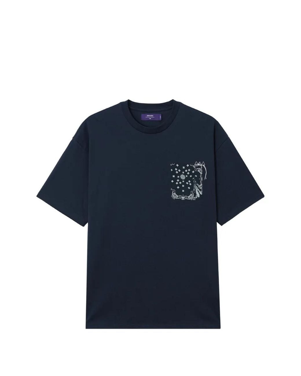 AFTERMATHS Blue Bandana-Print Pocket T-Shirt for men