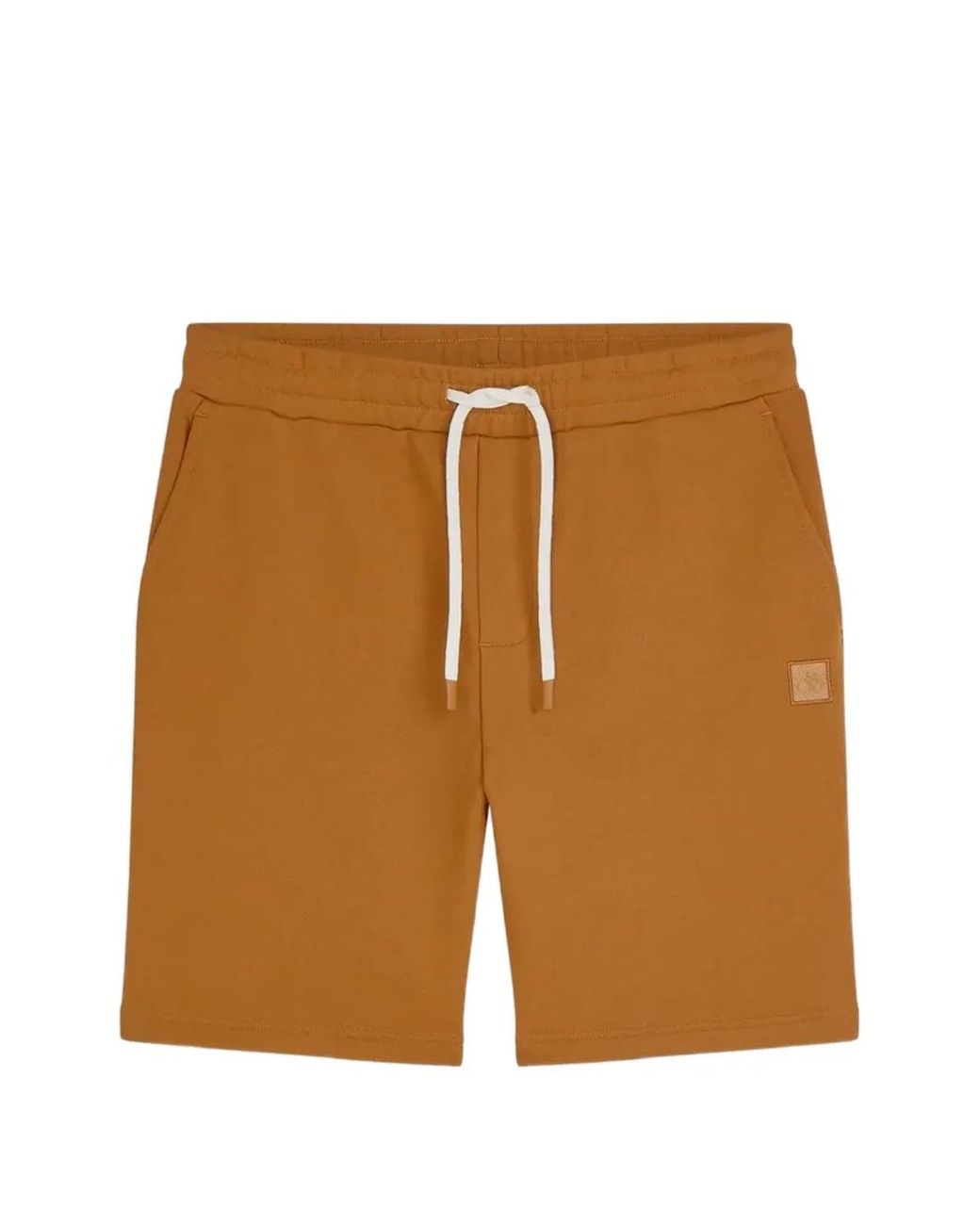 Scotch & Soda Brown Drawstring Logo-Patch Track Shorts for men