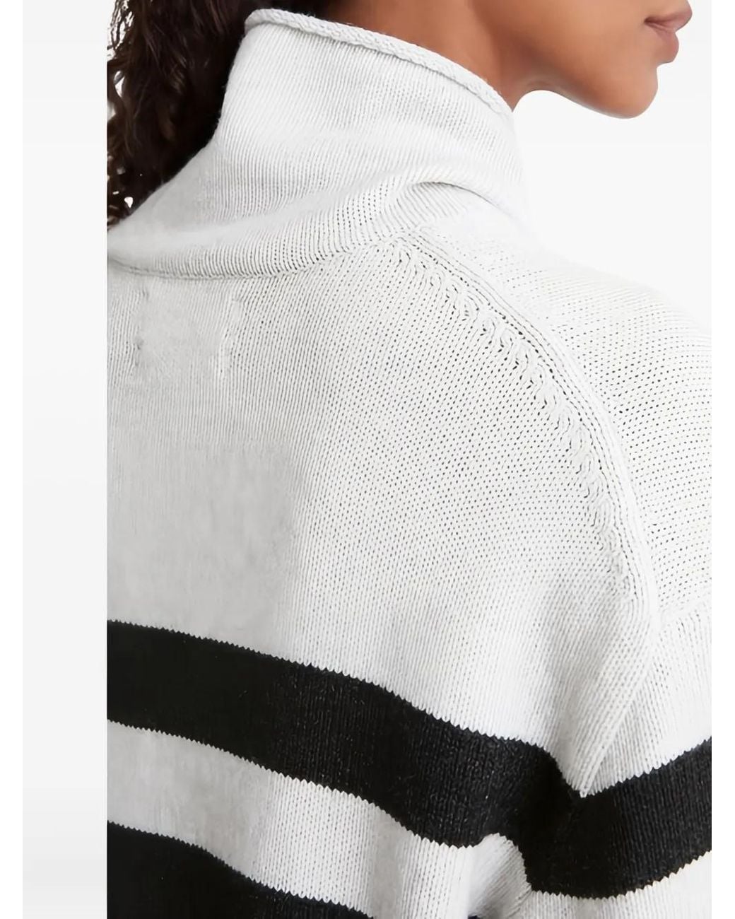 Marc O' Polo White Turtleneck Striped Sweater