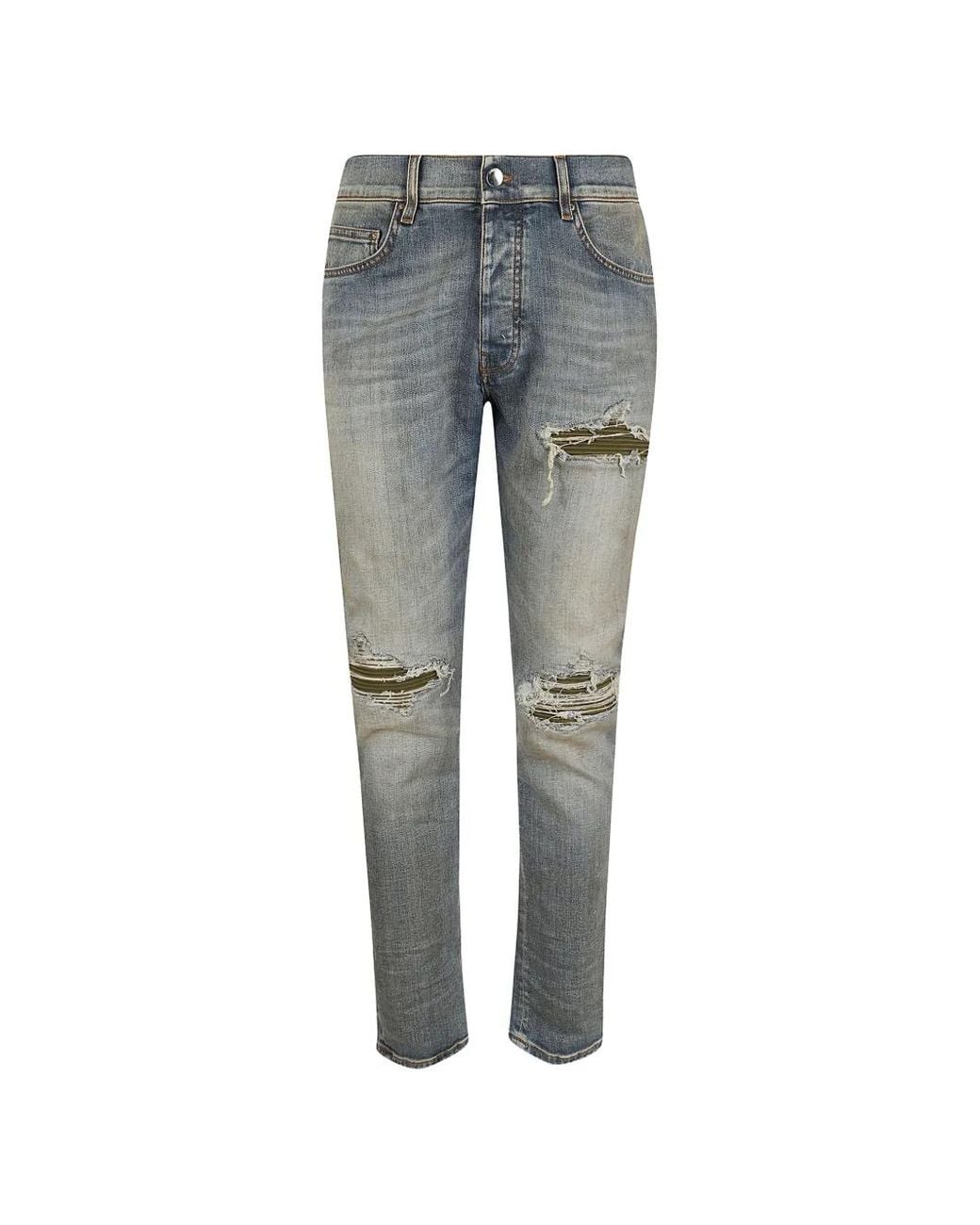 Amiri Gray Distressed Panelled Jeans for men