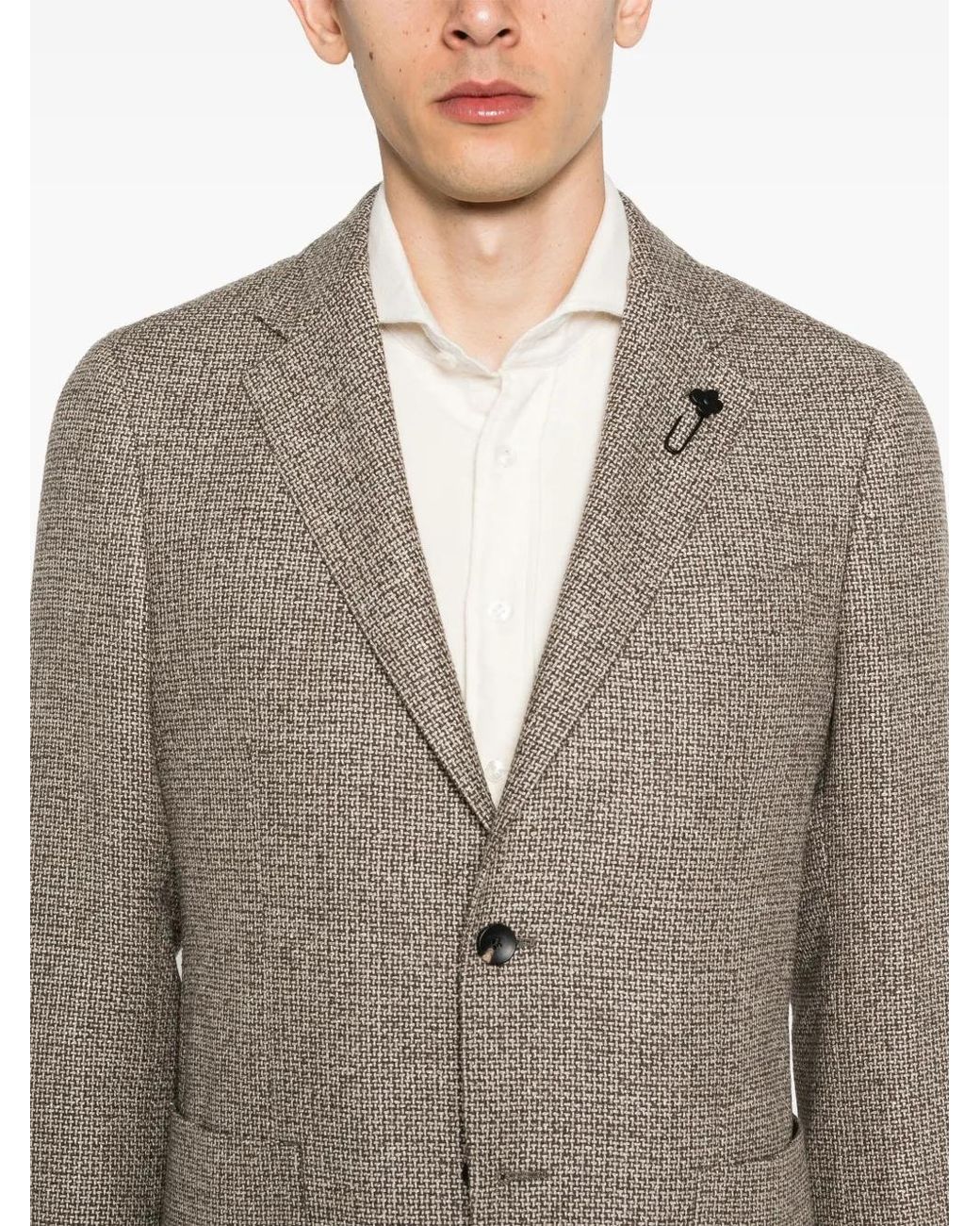 Lardini Gray Interwoven Single-Breasted Blazer for men