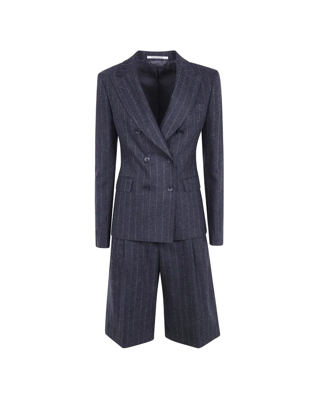 Tagliatore Blue Pinstripe-Pattern Double-Breasted Suit