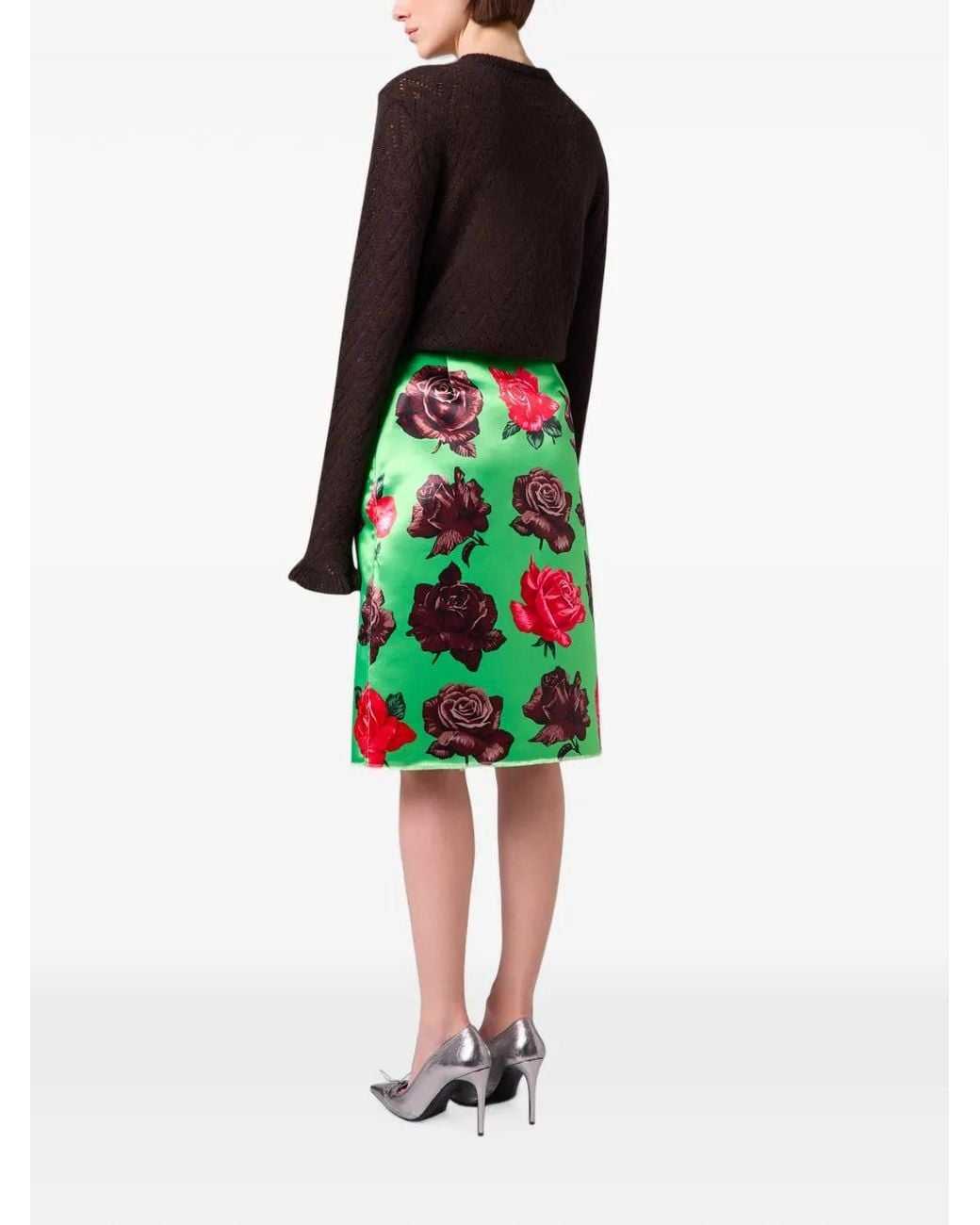 MSGM Mini-Rok Met Roosprint in het Green