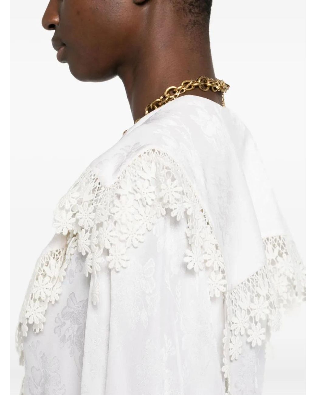 Chloé Blouse Met Afwerking Van Bloemenkant in het White