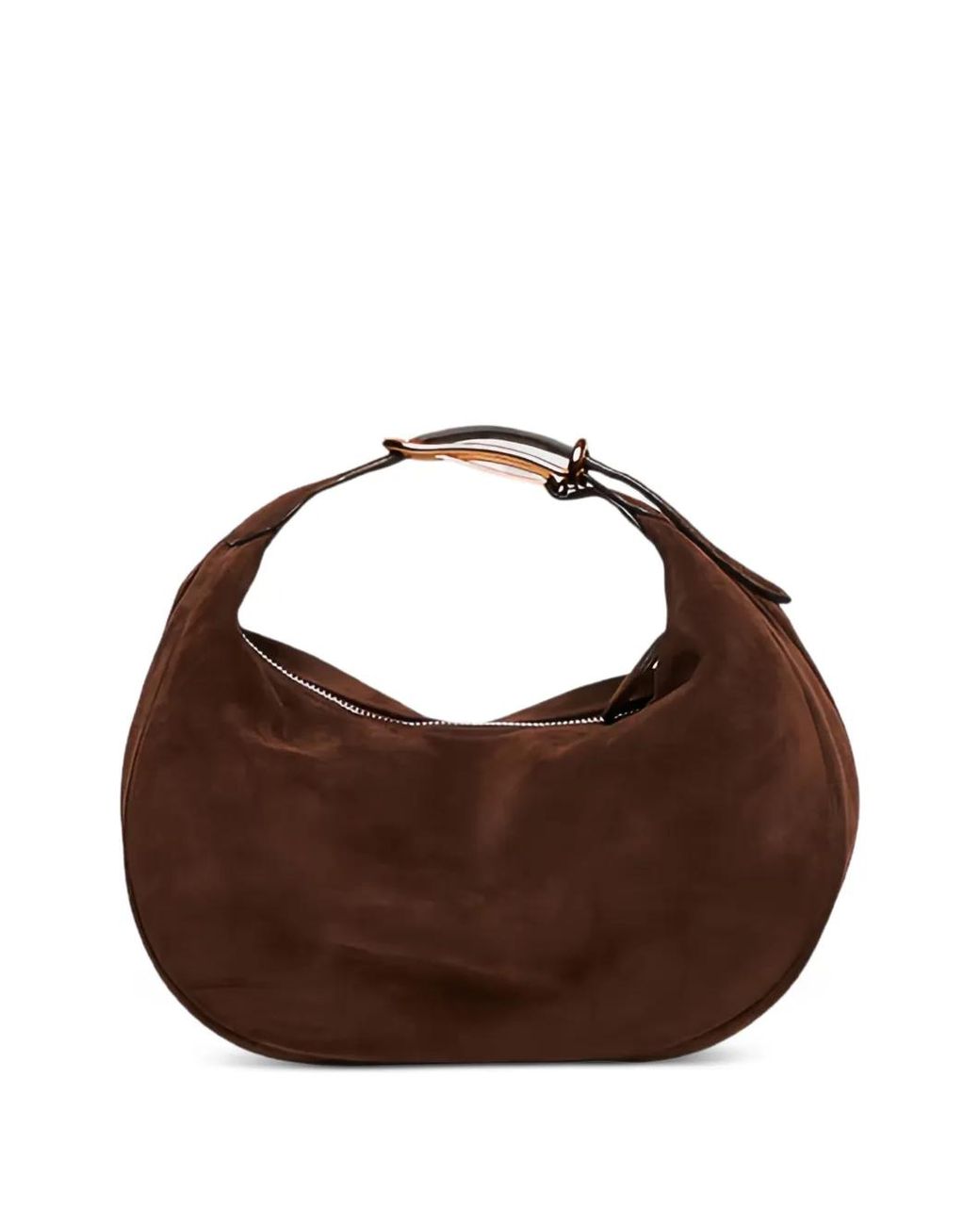 Liffner Brown Sac À Main Moon Zippé En Cuir De Veau