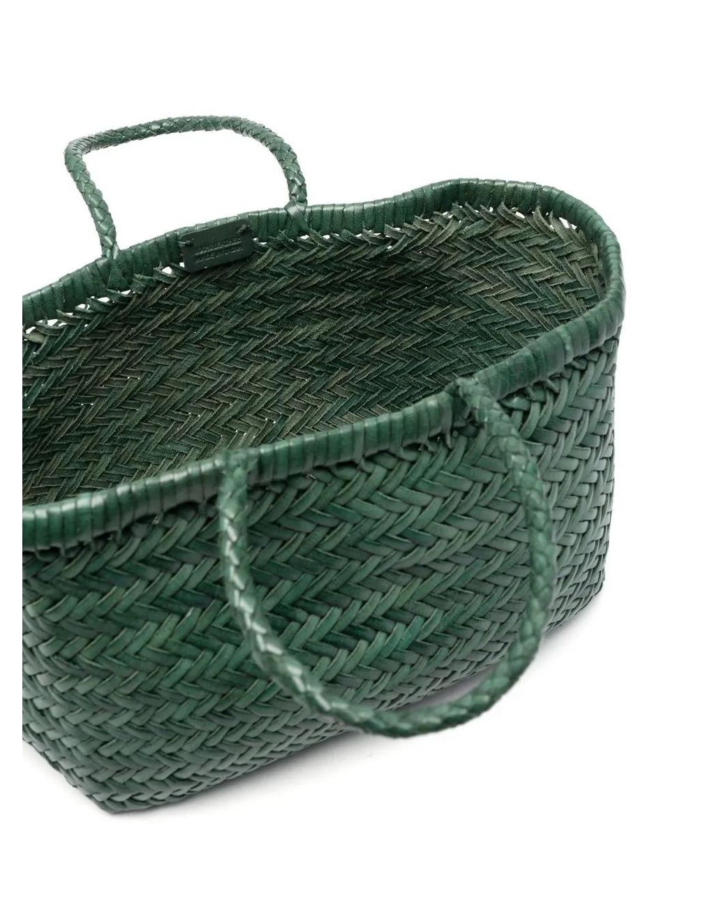 Dragon Diffusion Green Triple Jump Small Woven Leather Tote