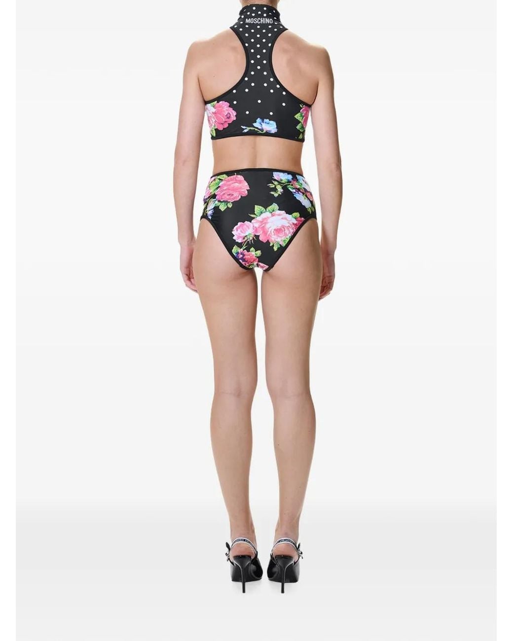 Moschino White Floral Polka-Dot Bikini