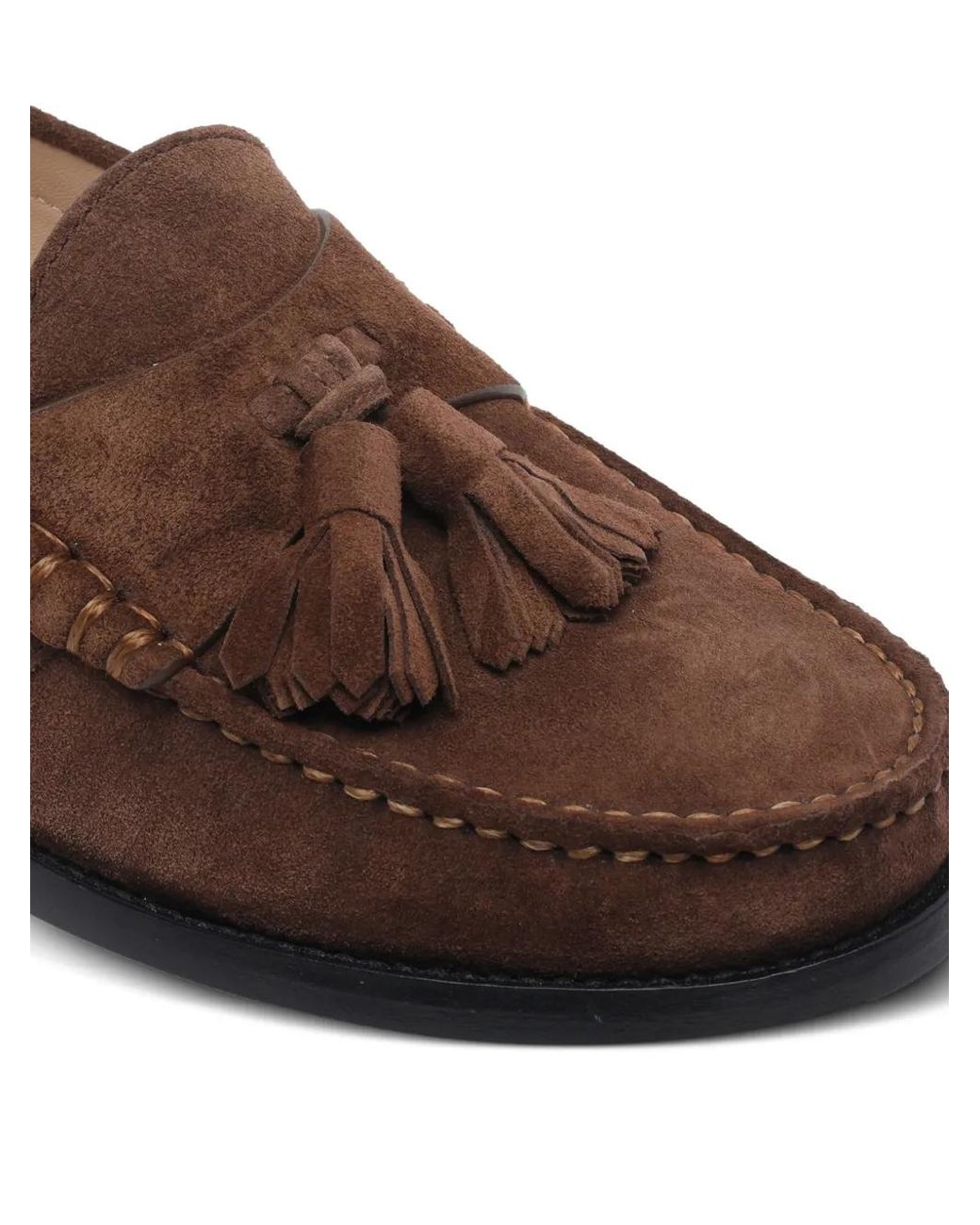 Stuart Weitzman Brown Tassel Round Toe Loafers