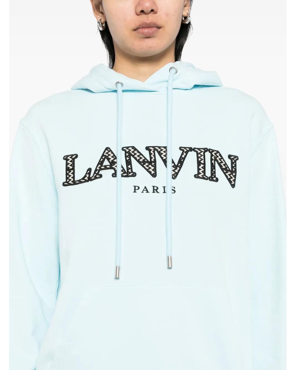 Lanvin Blue Logo Print Hoodie