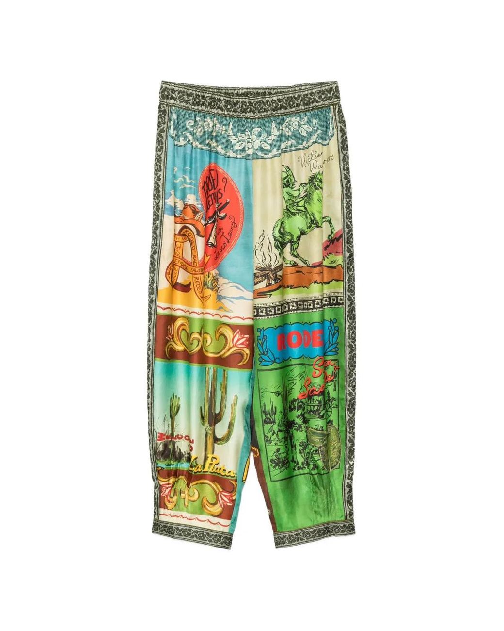 ALÉMAIS Green Ace Tapered Silk Trousers