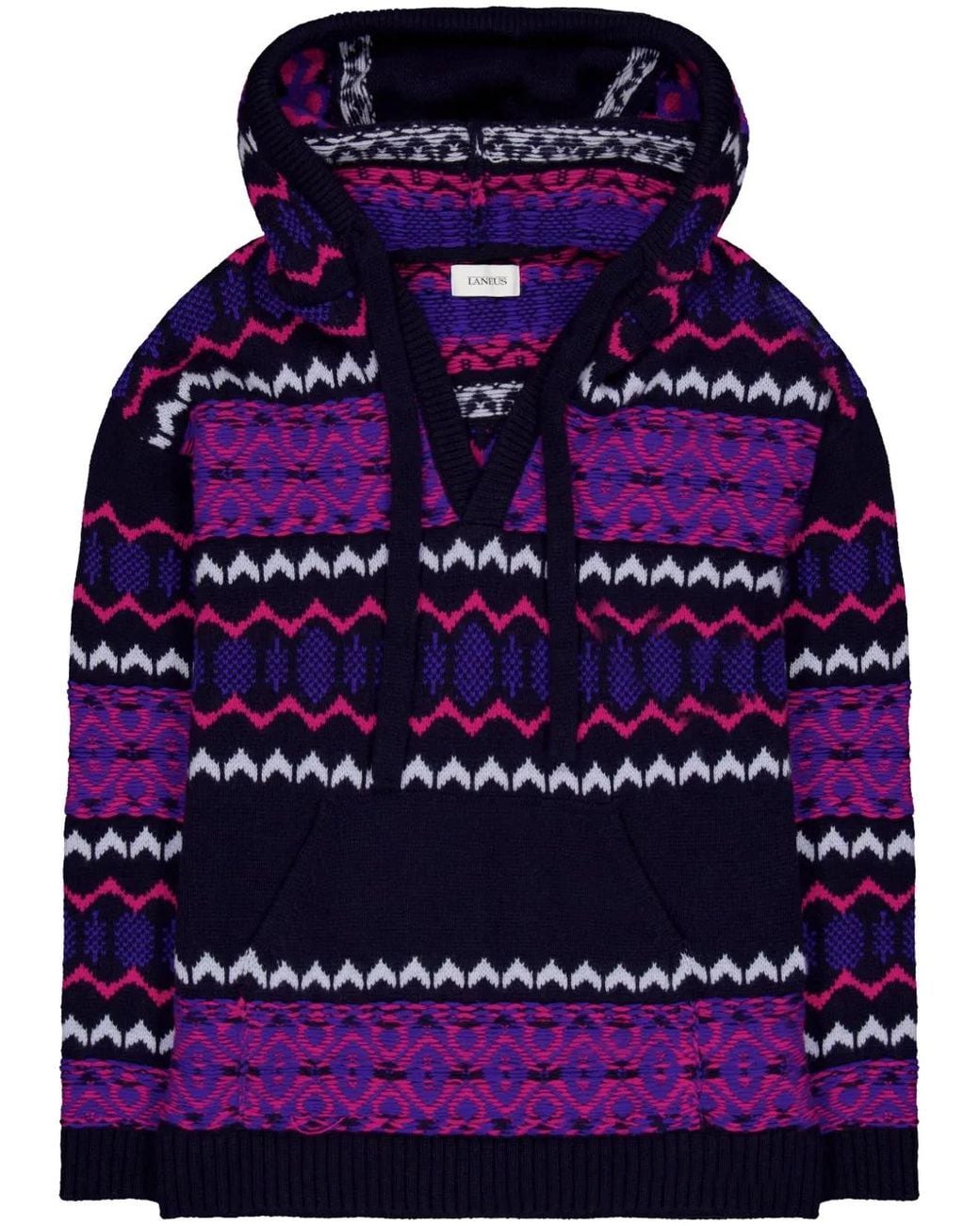 Laneus Purple Fair-Isle Jumper for men