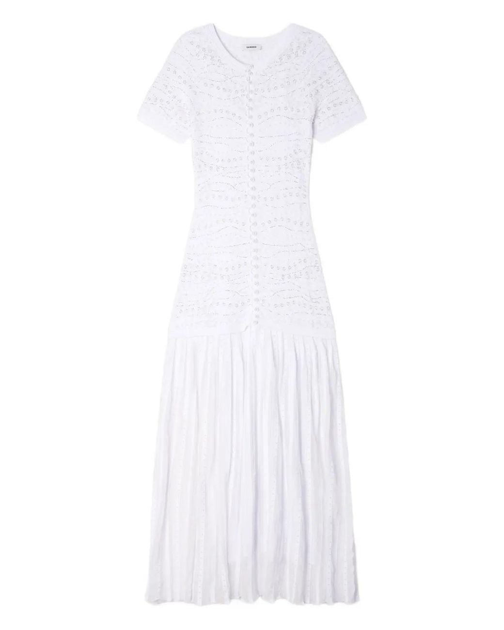 Sandro White Beaded Knit Maxi Dress