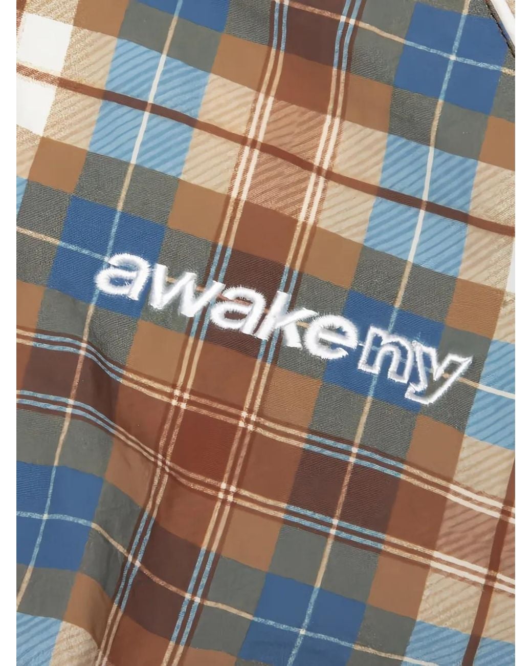 AWAKE NY Black Les Plaid-Pattern Panelled Track Jacket for men