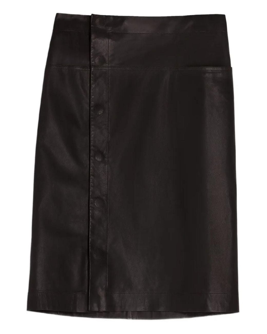 Lemaire Black Snap-Fastening Leather Skirt