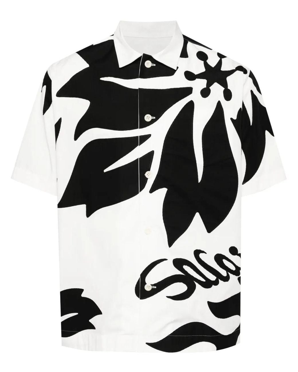 Sacai Black Floral-Print Shirt for men