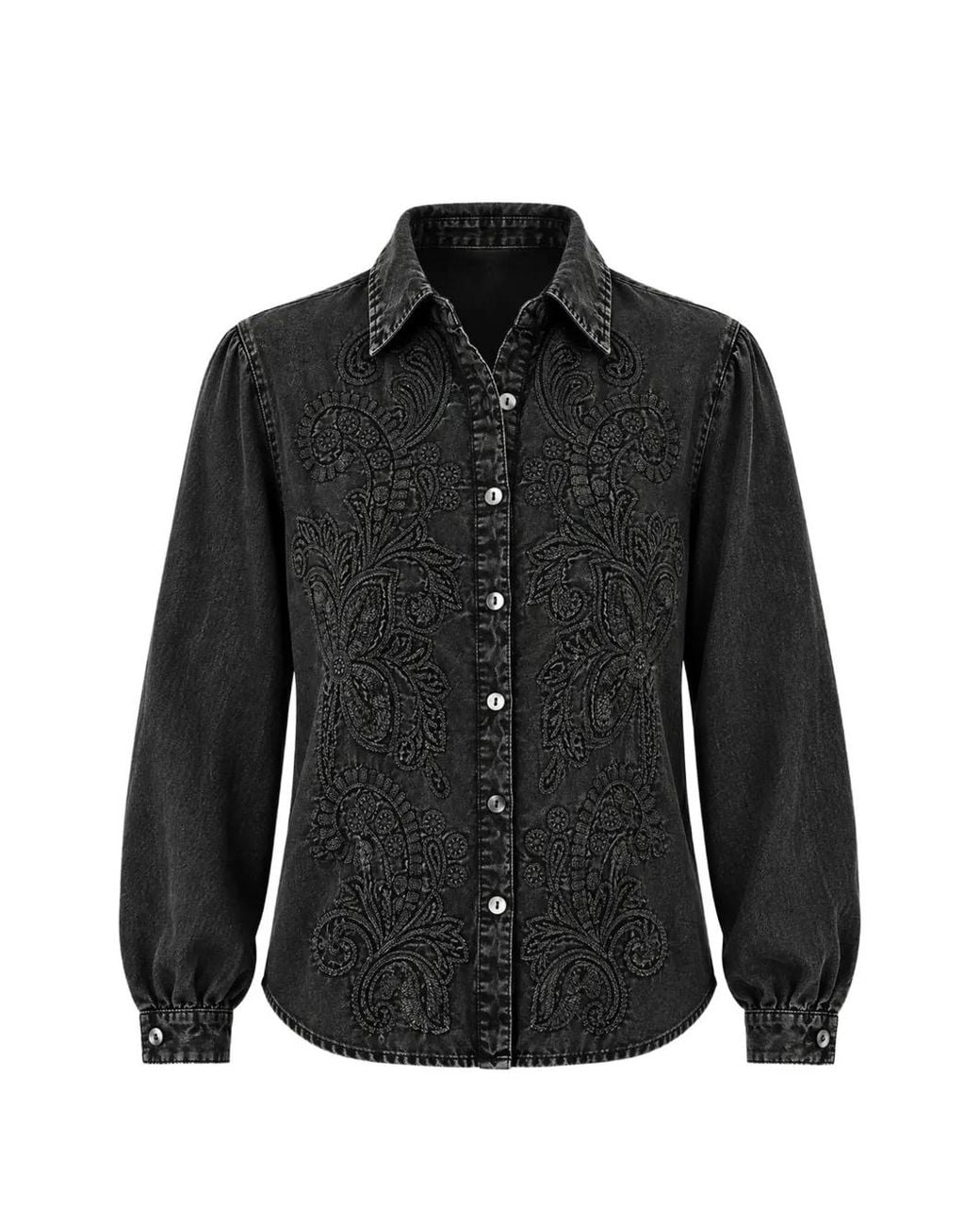 MAISON HOTEL Black Petra Paisley-Embroidered Shirt