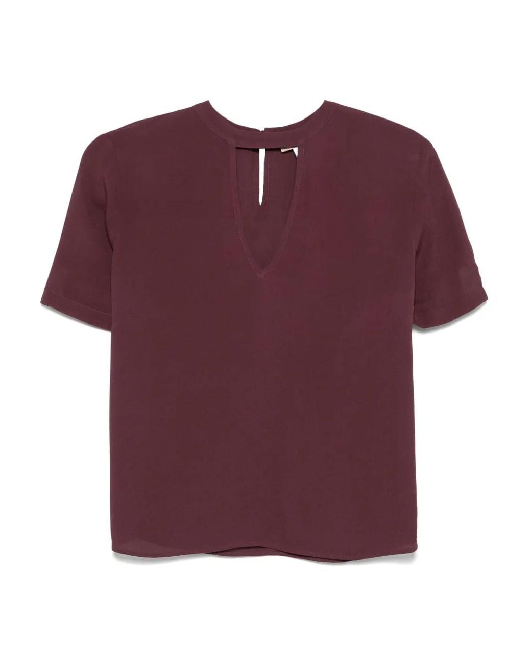 Twinset Purple Keyhole-Neckline Short-Sleeve Top