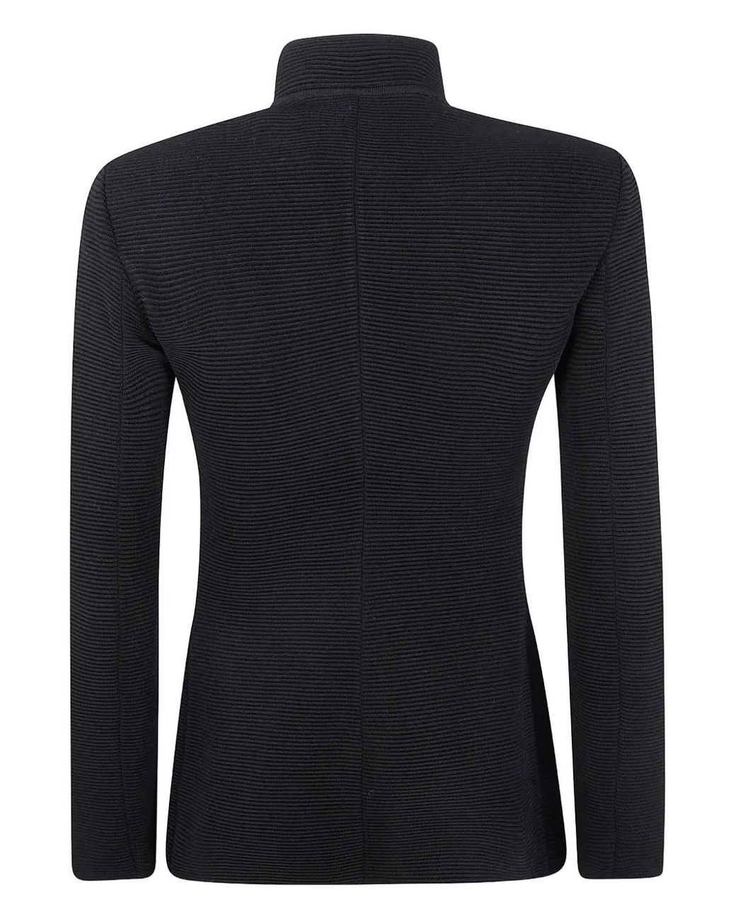 Giorgio Armani Black Ribbed High-Neck Jacket