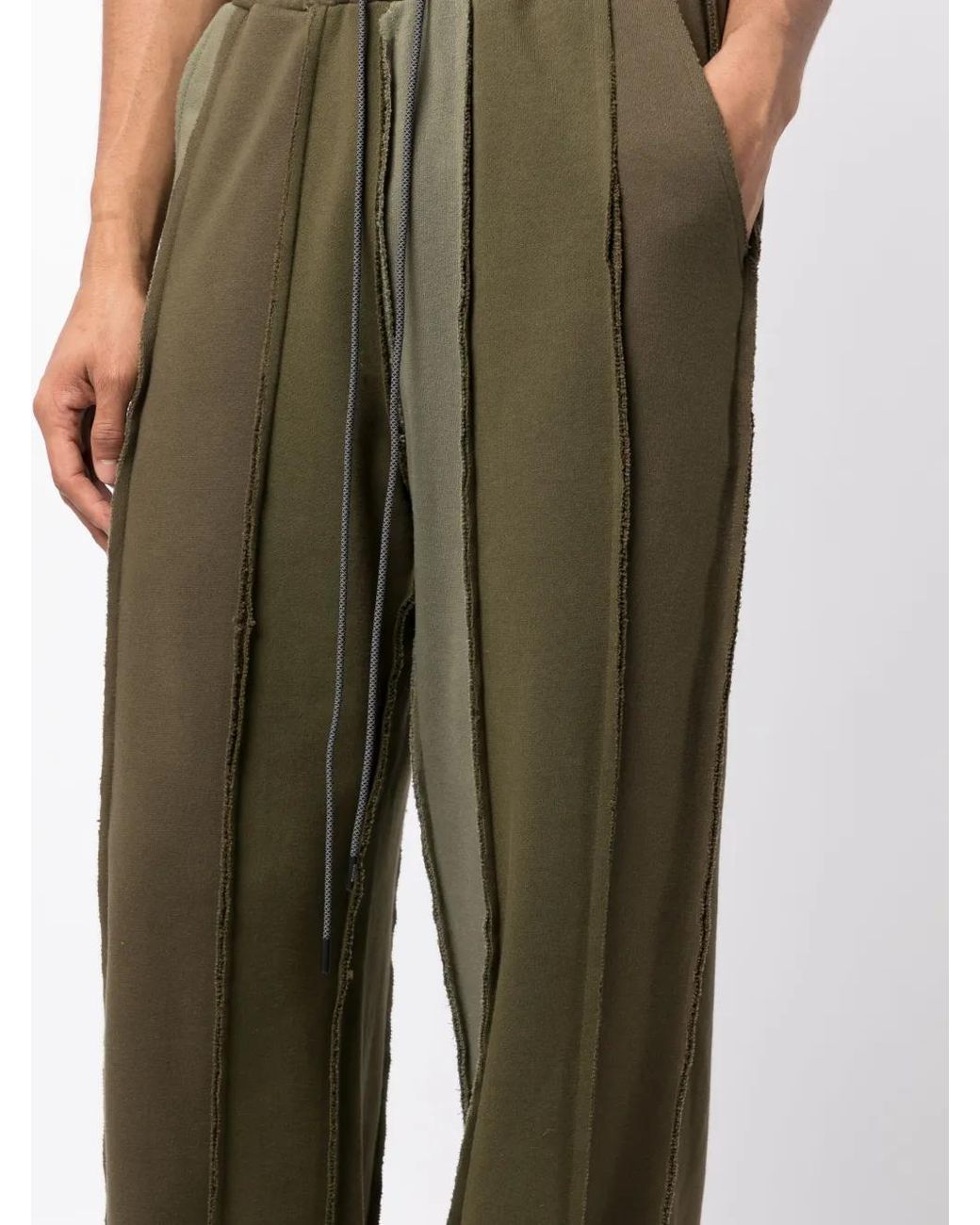 Mostly Heard Rarely Seen Green Panelled Cotton Track Pants for men